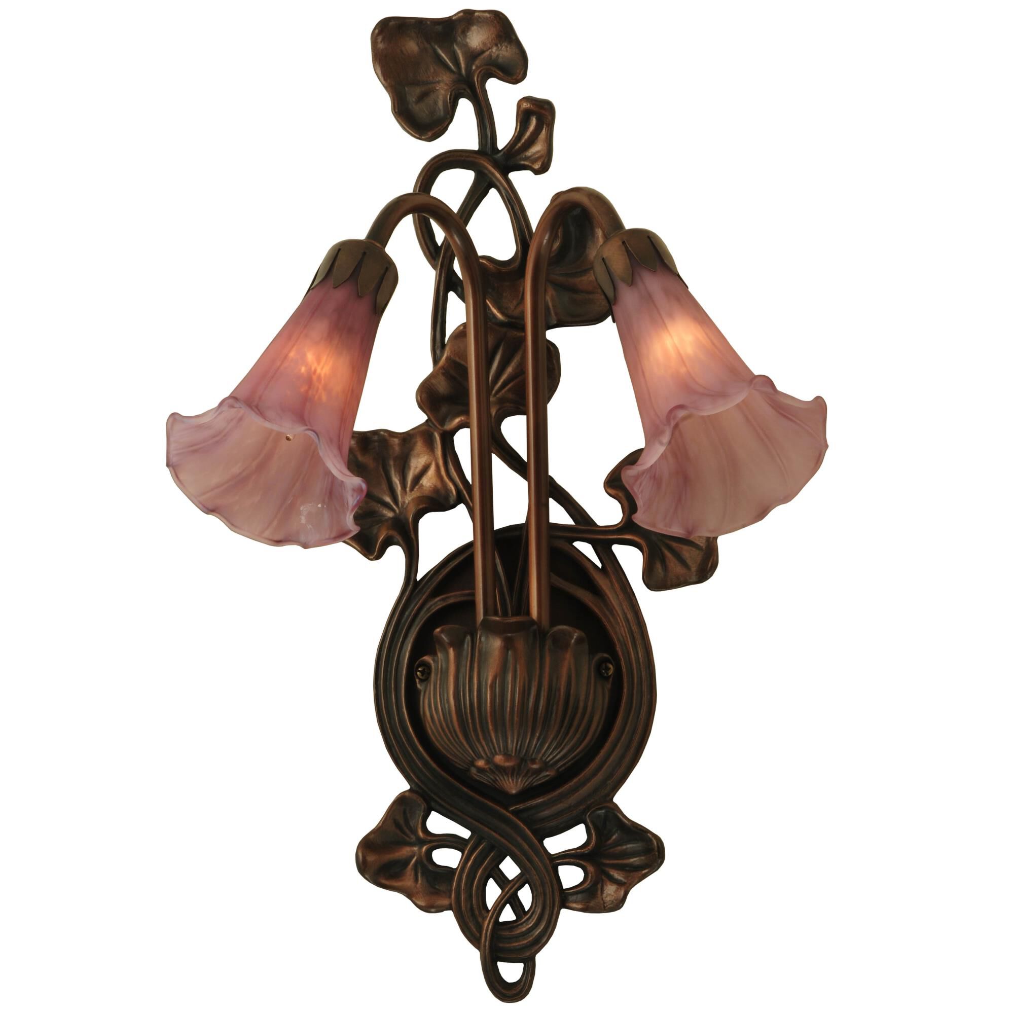 Shown in Mahogany Bronze finish and Mottled Cranberry Red glass