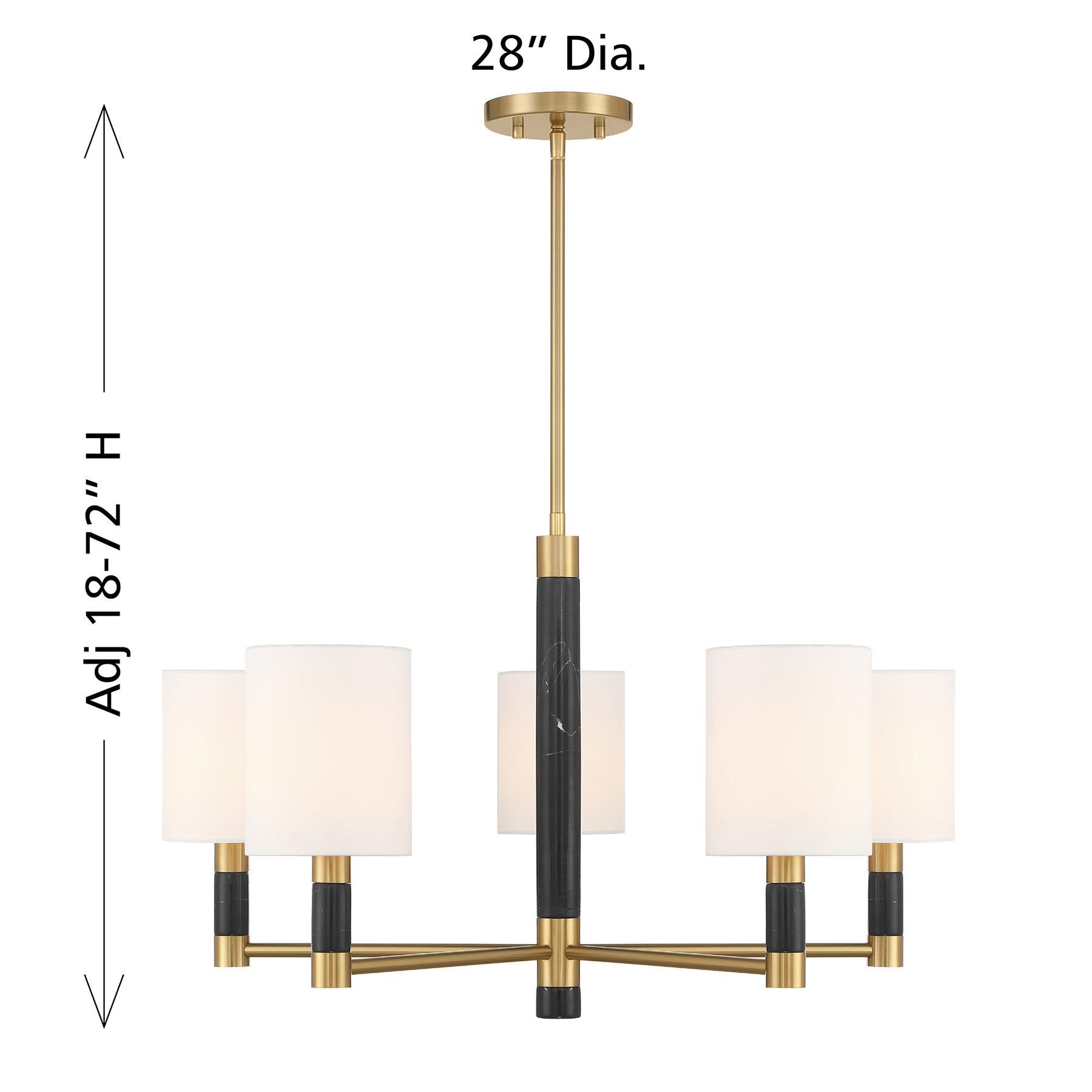 Shown in Warm Brass finish and White Fabric shade and Black Marble accent