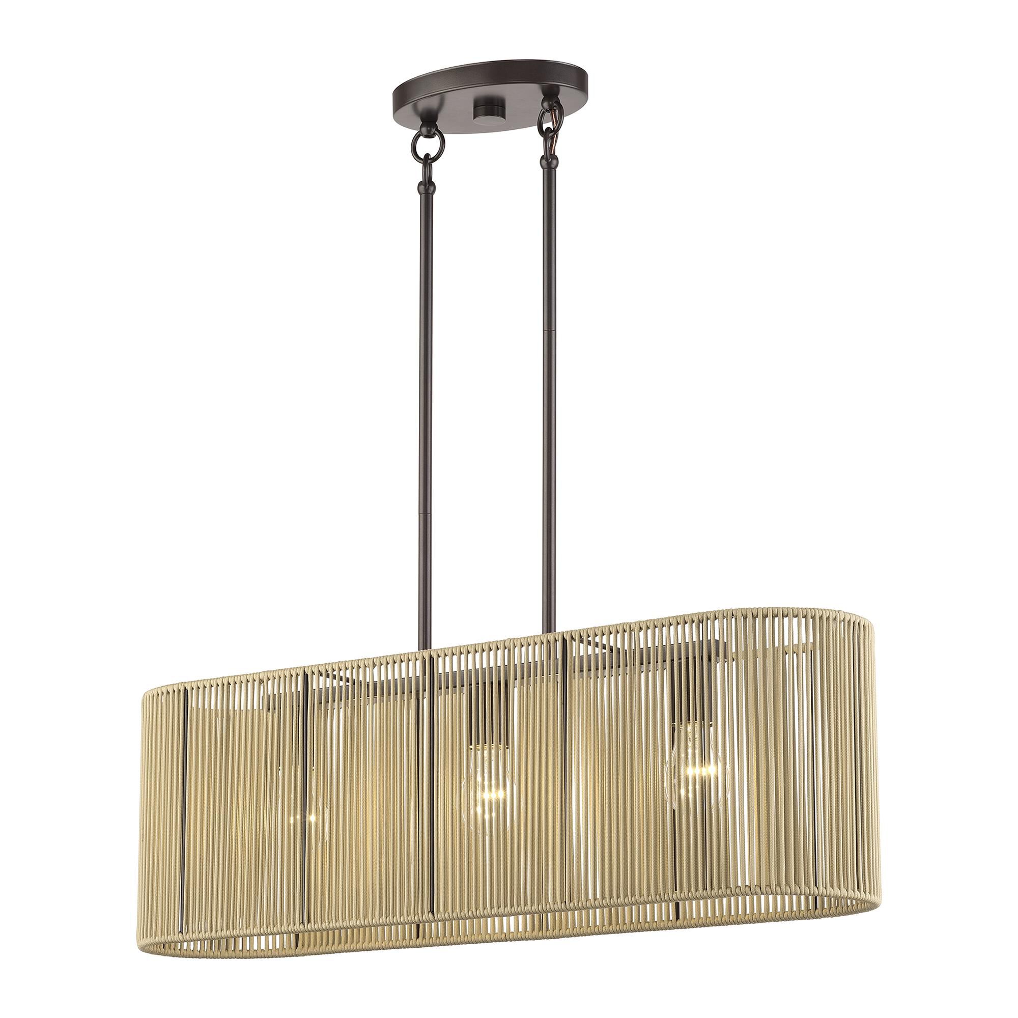 Shown in English Bronze finish and Hand-Woven Venetian Gold Color Polyester Rope shade