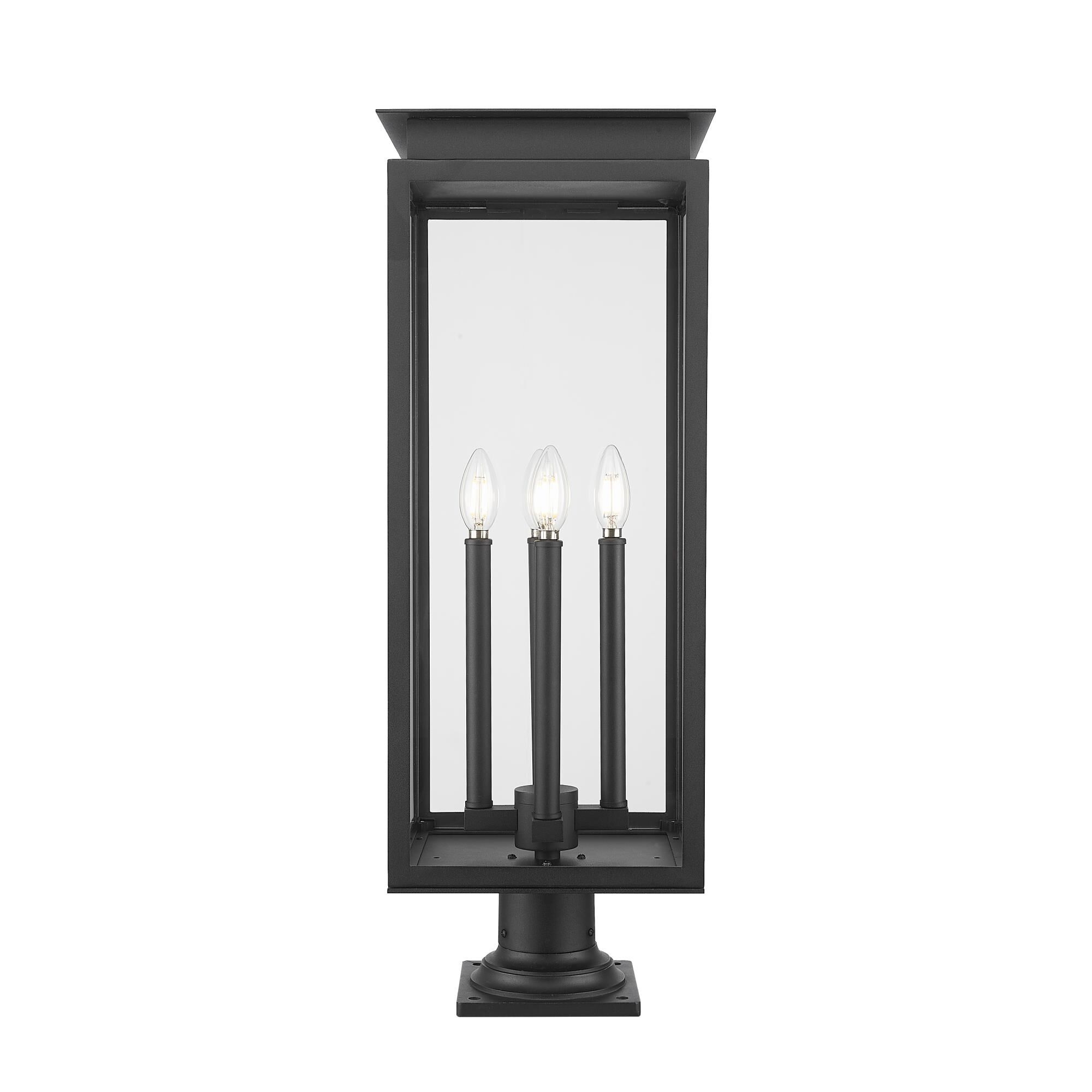 Shown in Black finish and Clear glass and Clear shade