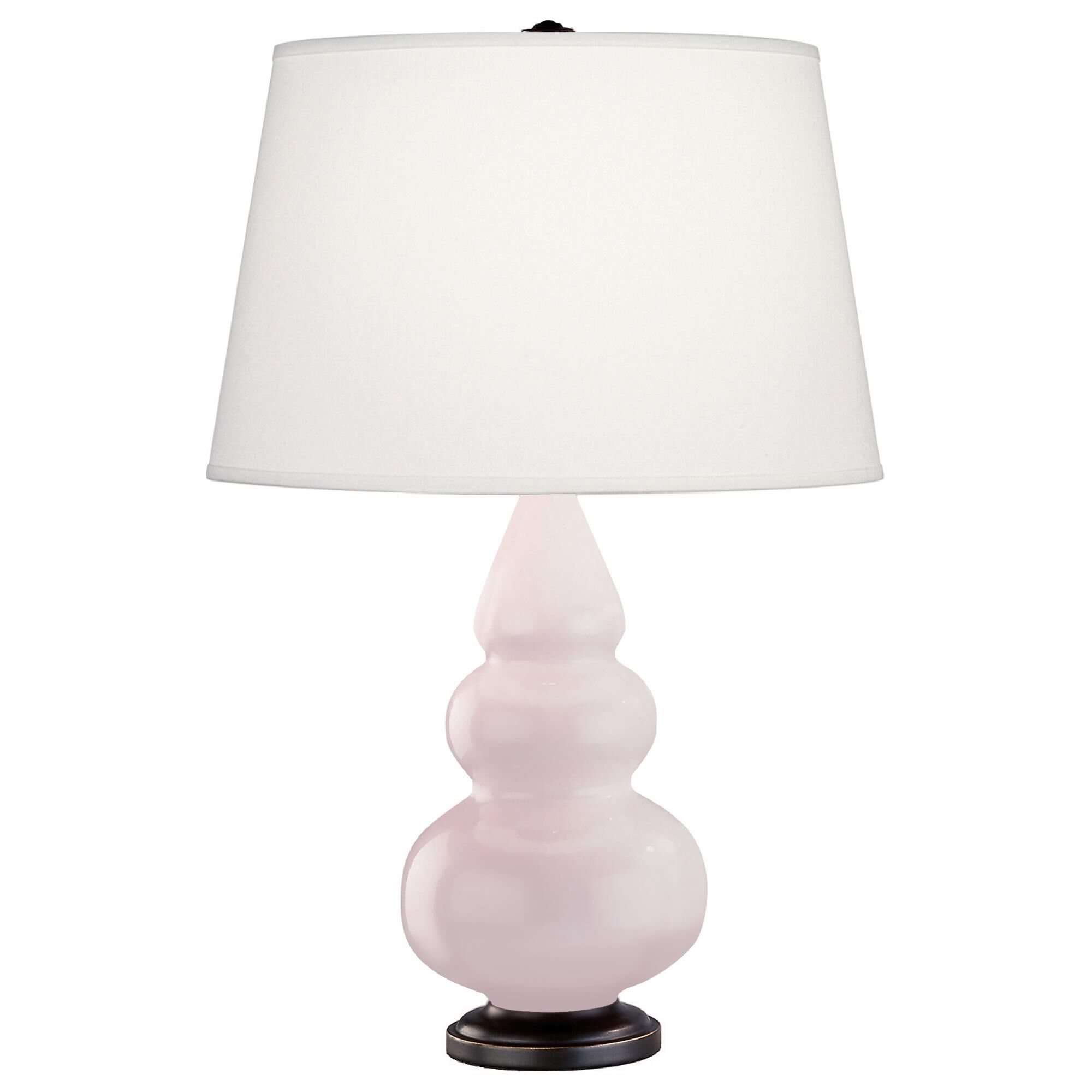 Shown in Rose Water finish and Pearl Dupioni shade and Deep Patina Bronze accent