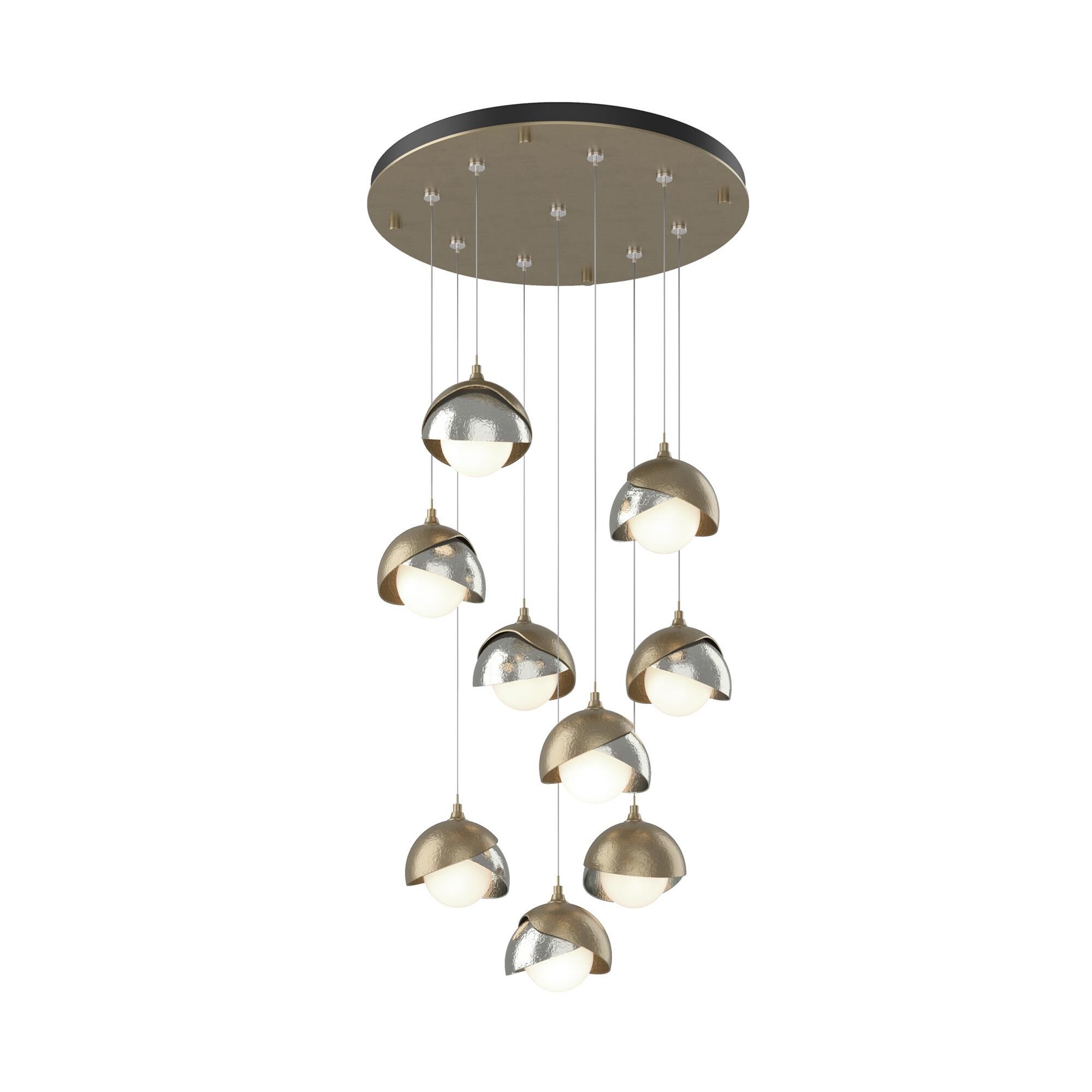 Shown in Soft Gold finish and Opal (Gg) glass and Sterling (85) accent