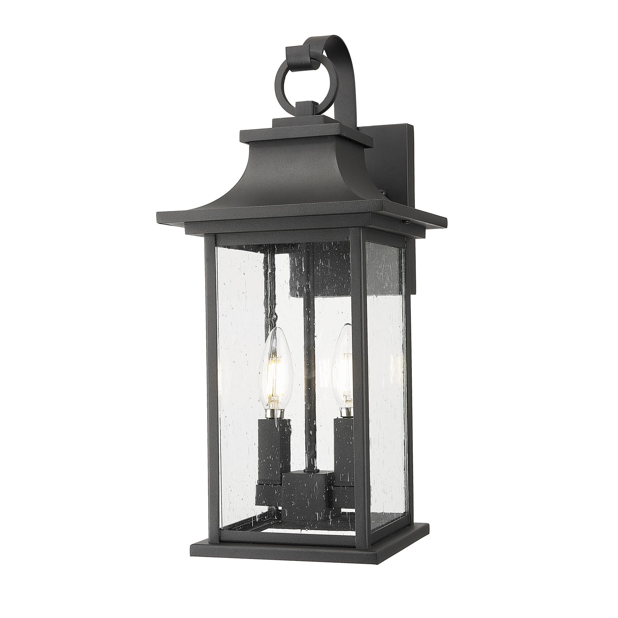 Shown in Black finish and Clear Seedy glass and Clear Seedy shade