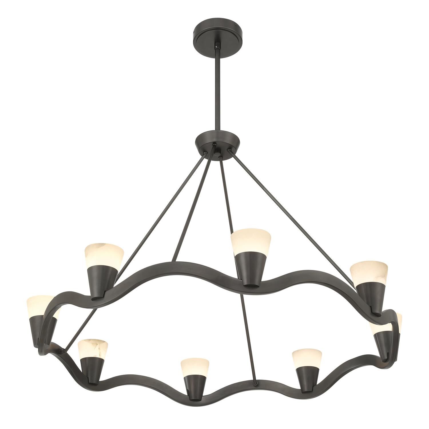 Shown in Bronze Noir finish and Alabaster crystal and Alabaster glass and Alabaster shade