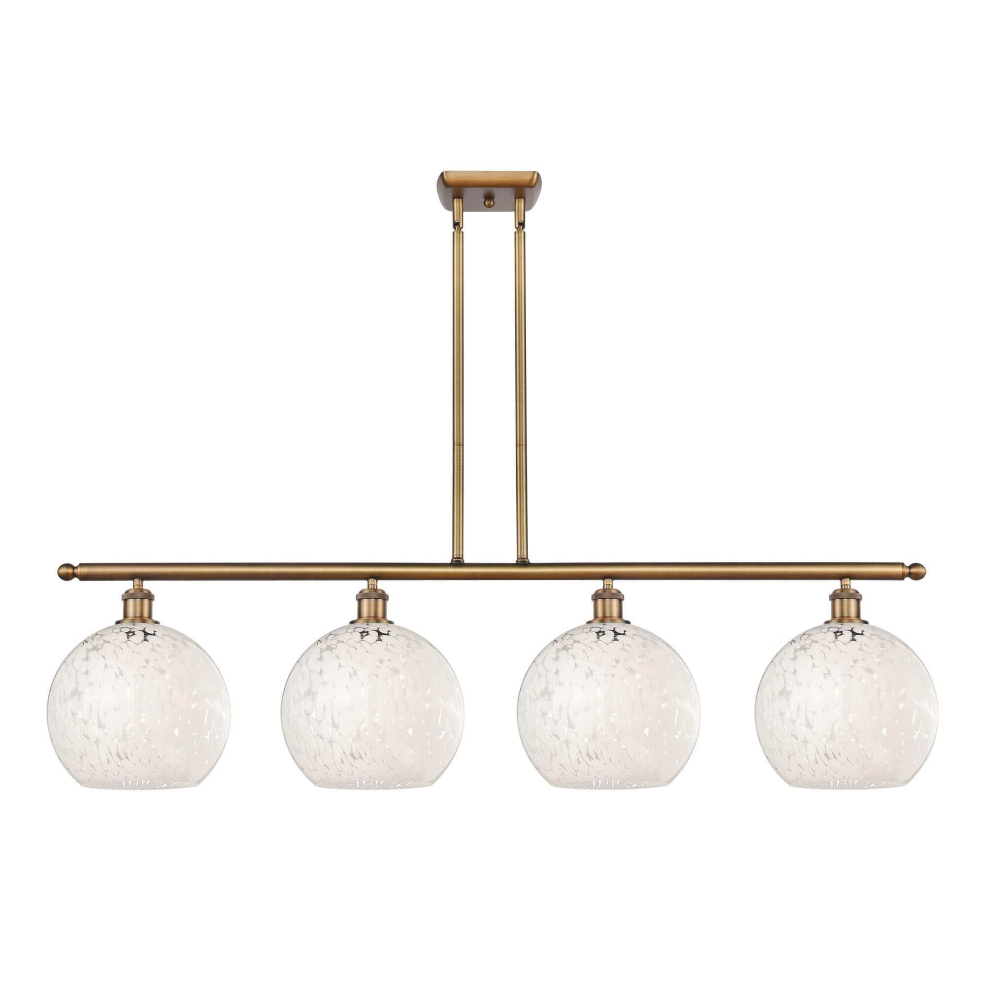 Shown in Brushed Brass finish and White Mouchette glass