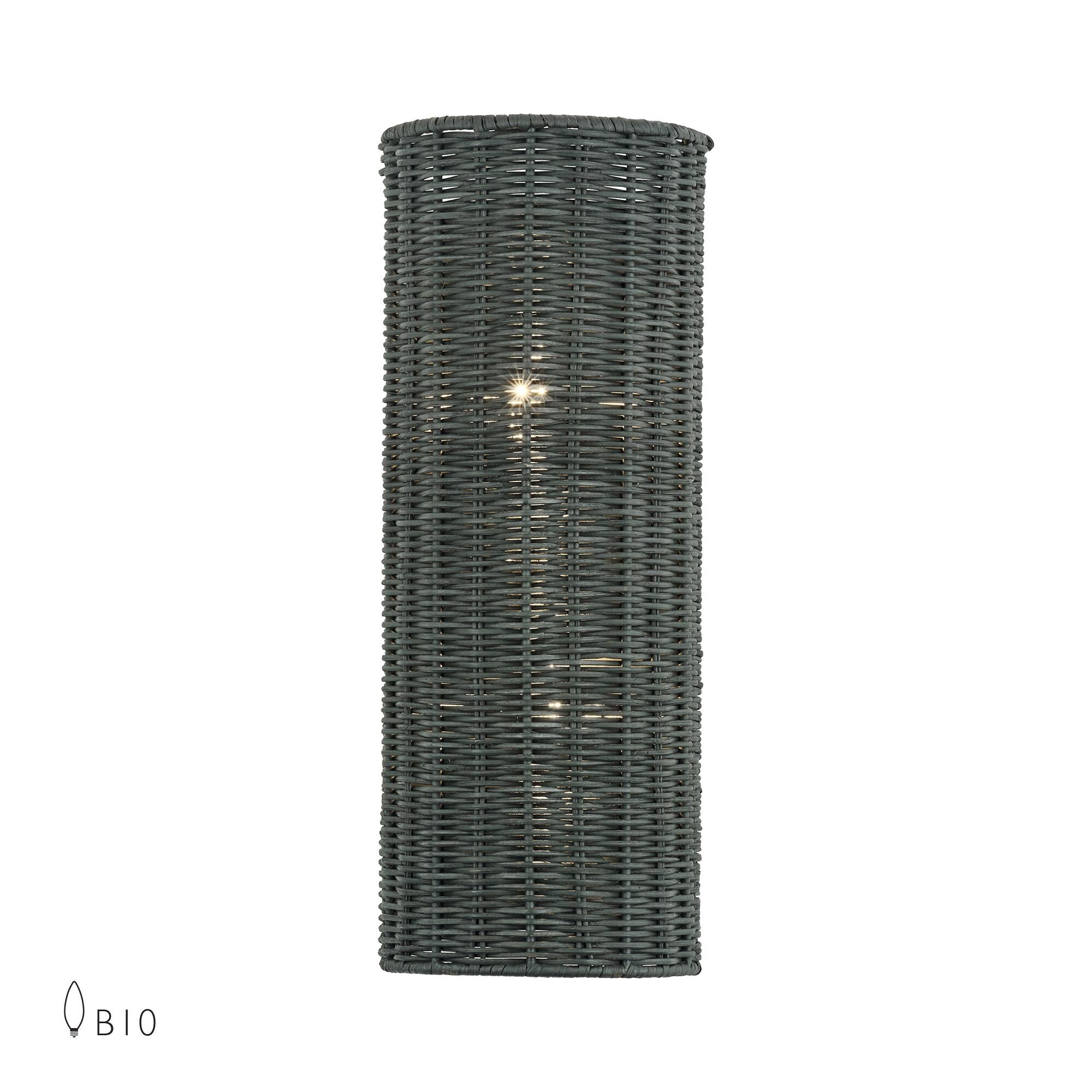 Shown in Brushed Nickel finish and Hand-Woven Charred Gray Color Rattan shade