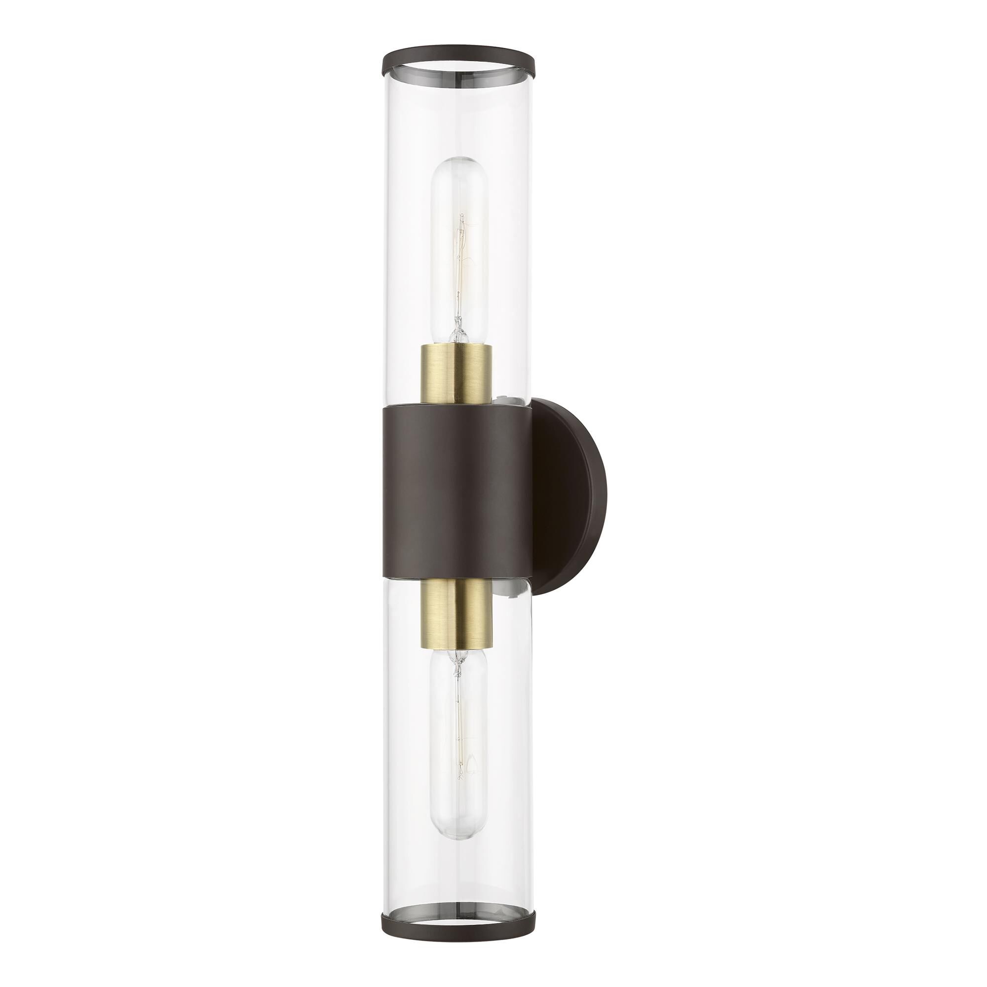 Shown in Bronze With Antique Brass Accent finish and Clear glass and Clear Glass shade