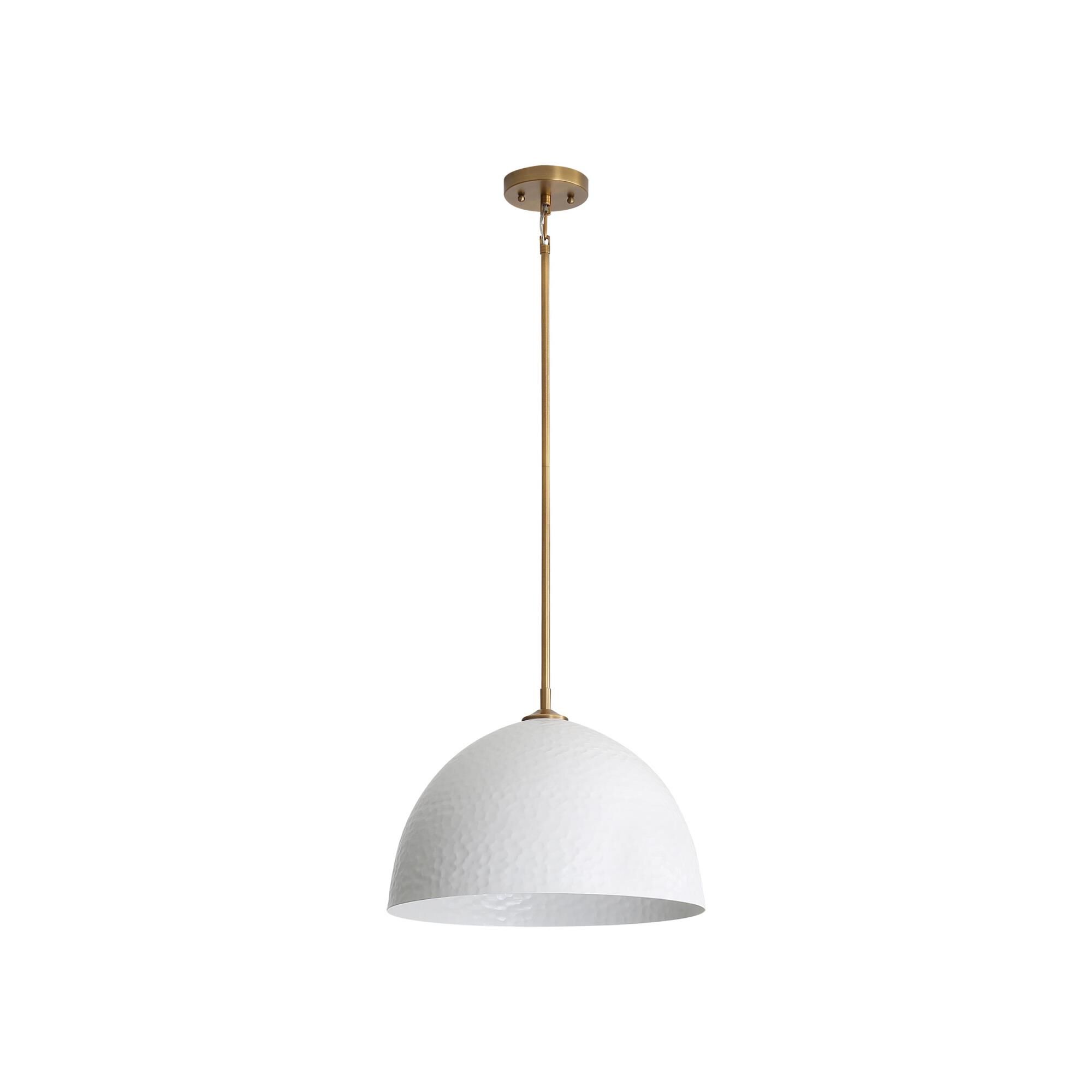Shown in Modern Brass finish and Matte White shade