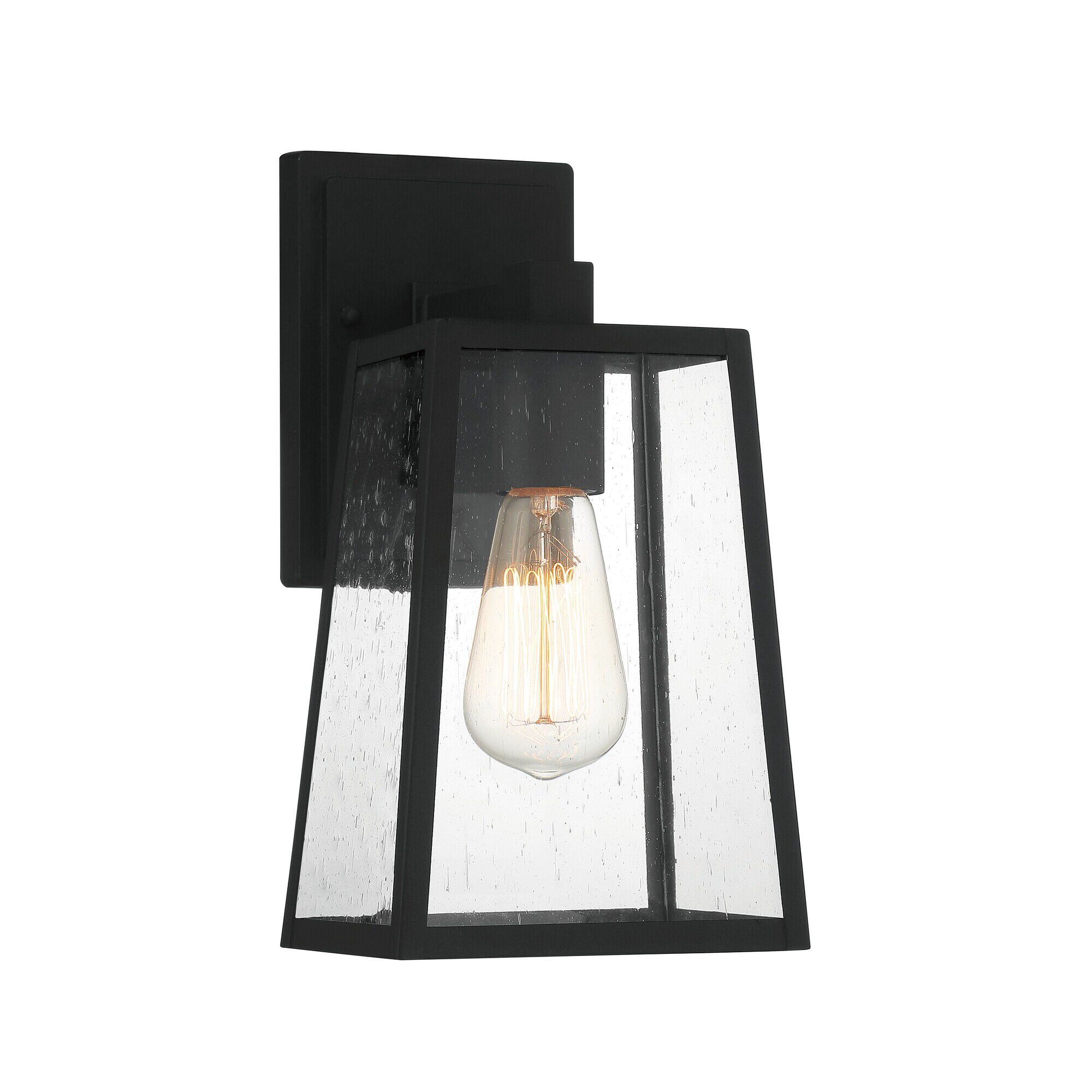 Shown in Textured Matte Black finish and Clear Seeded glass and Glass shade