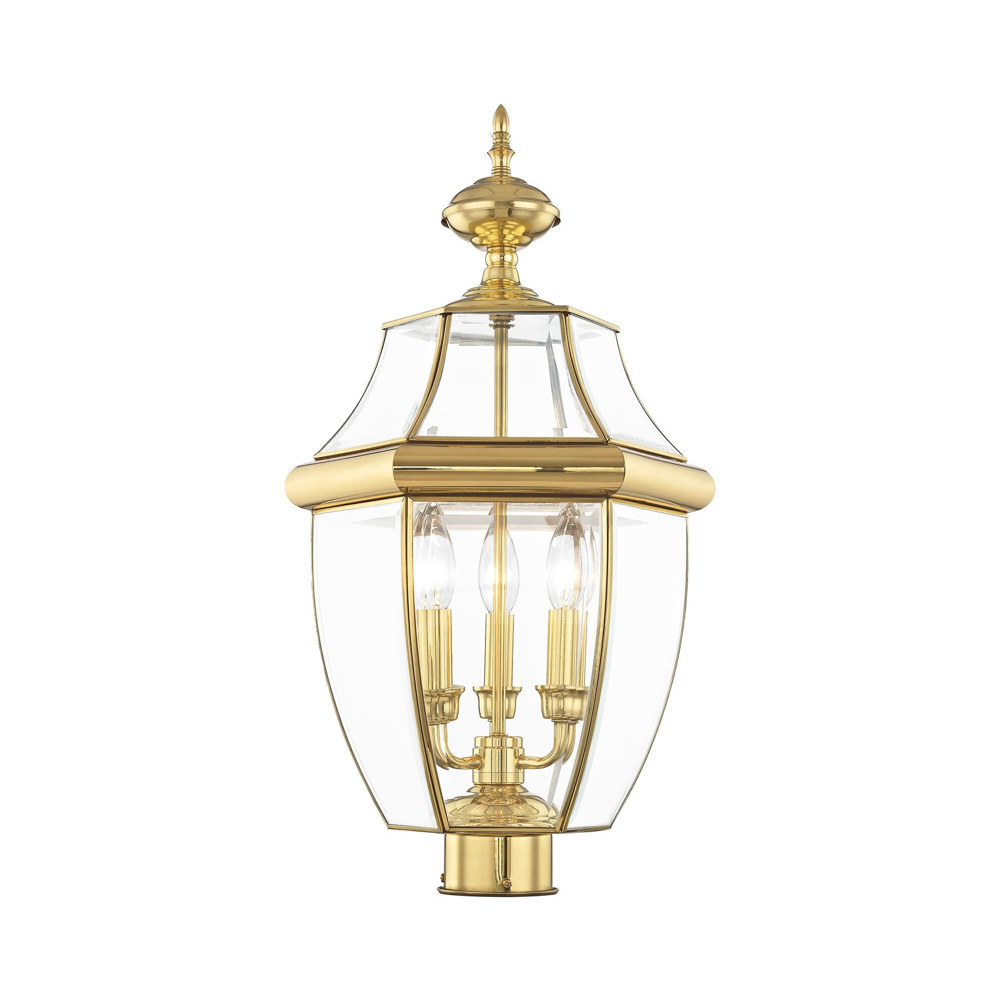 Shown in Polished Brass finish and Clear Beveled glass
