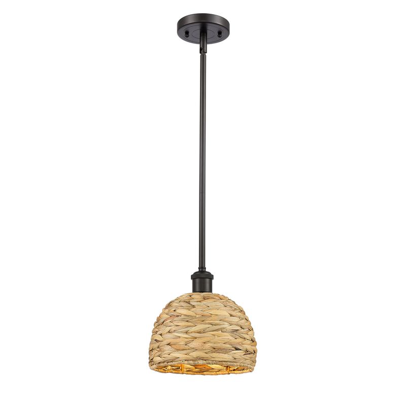 Bruno Marashlian Woven Rattan 8 Inch Mini Pendant by Innovations Lighting