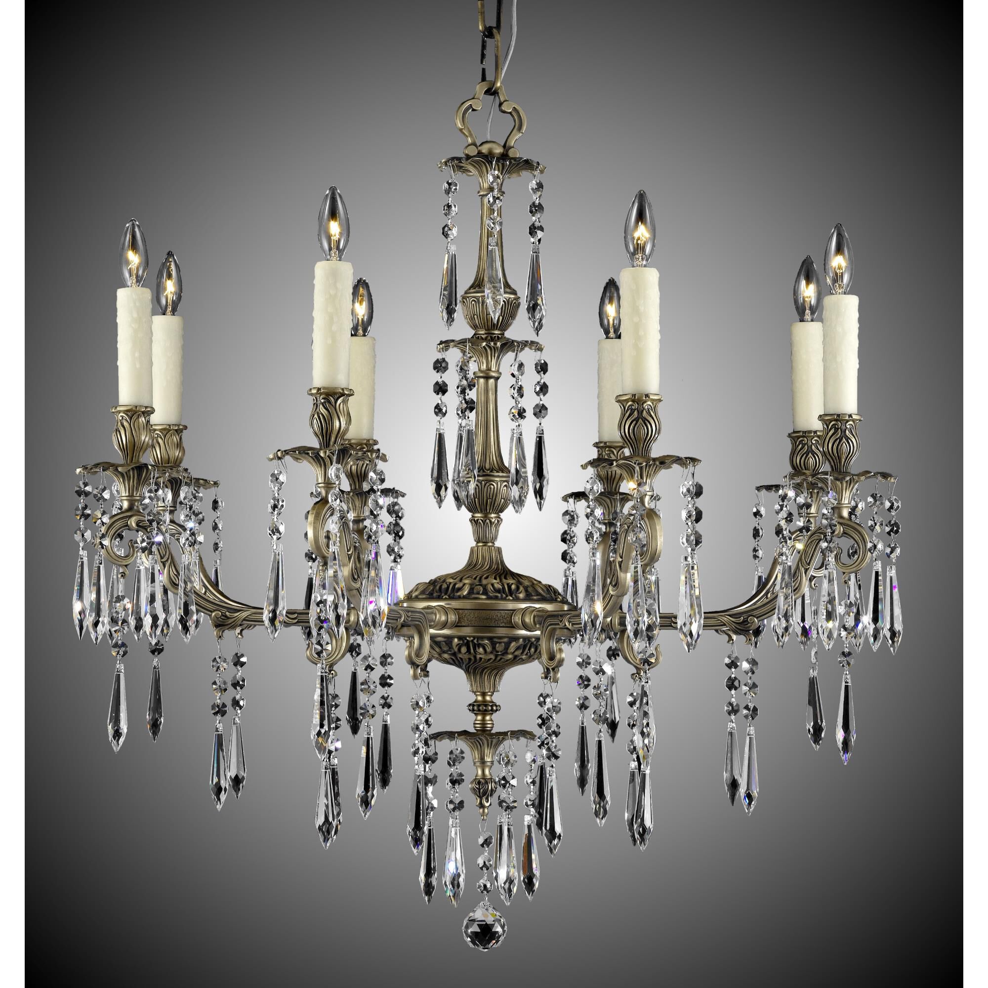 Parisian 8 Light Chandelier by American Brass and Crystal