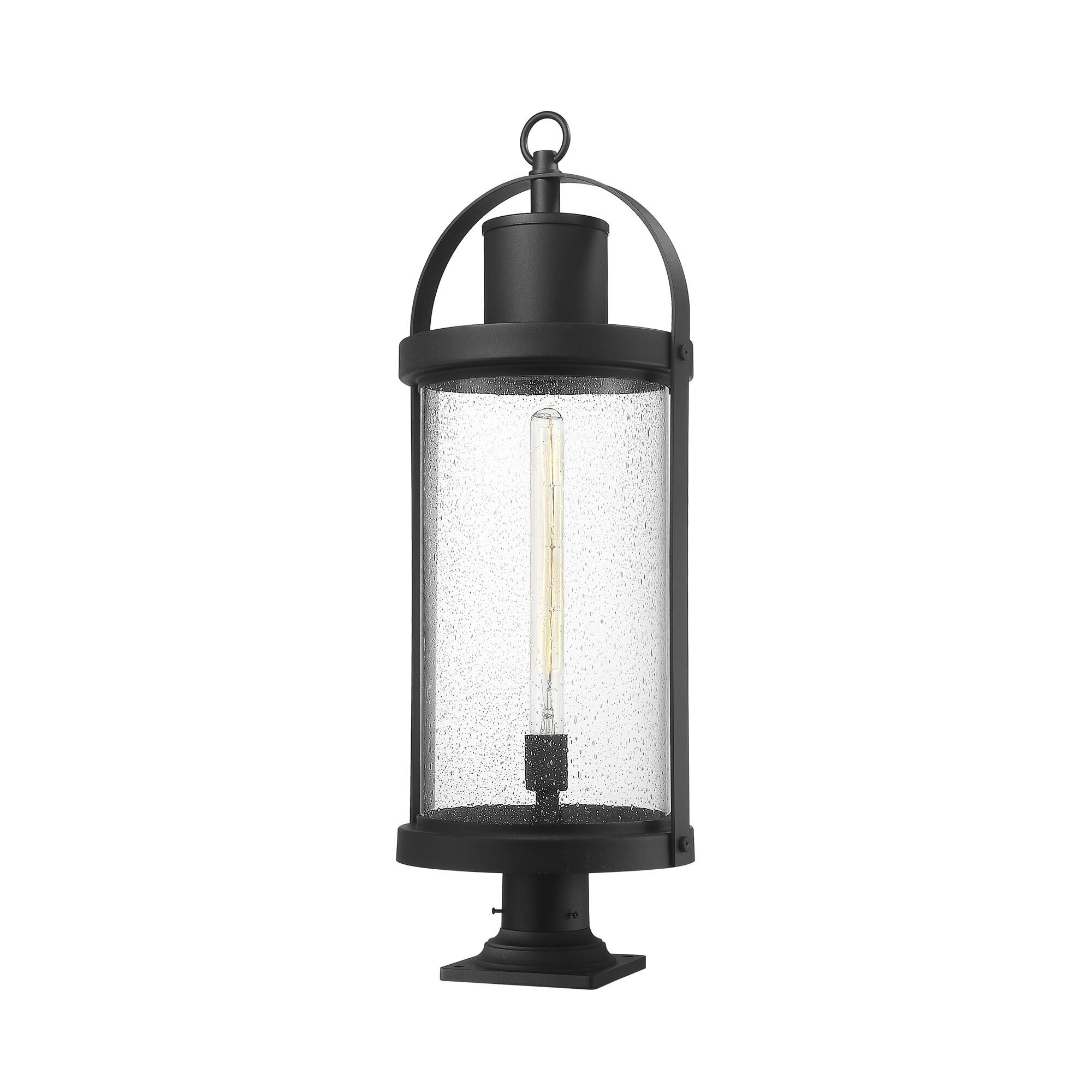Shown in Black finish and Glass shade