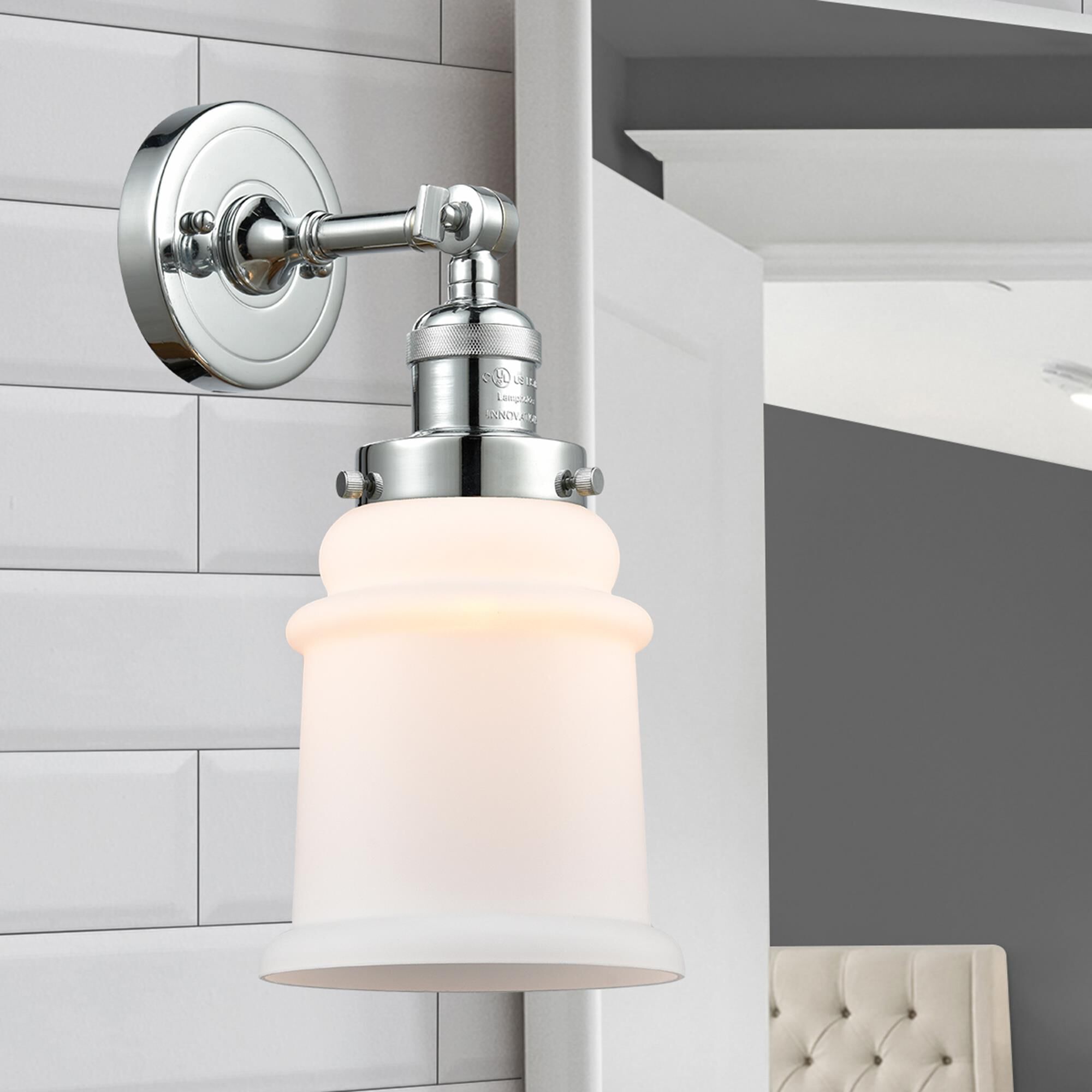 Shown in Polished Chrome finish and Matte White - Bell glass