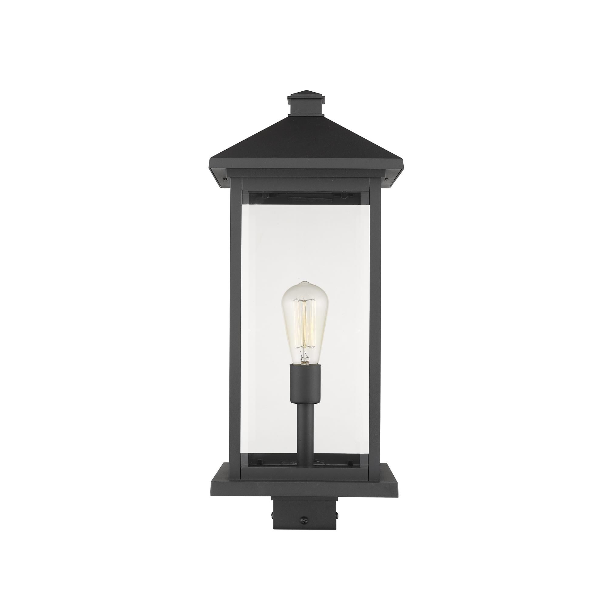 Shown in Black finish and Glass shade