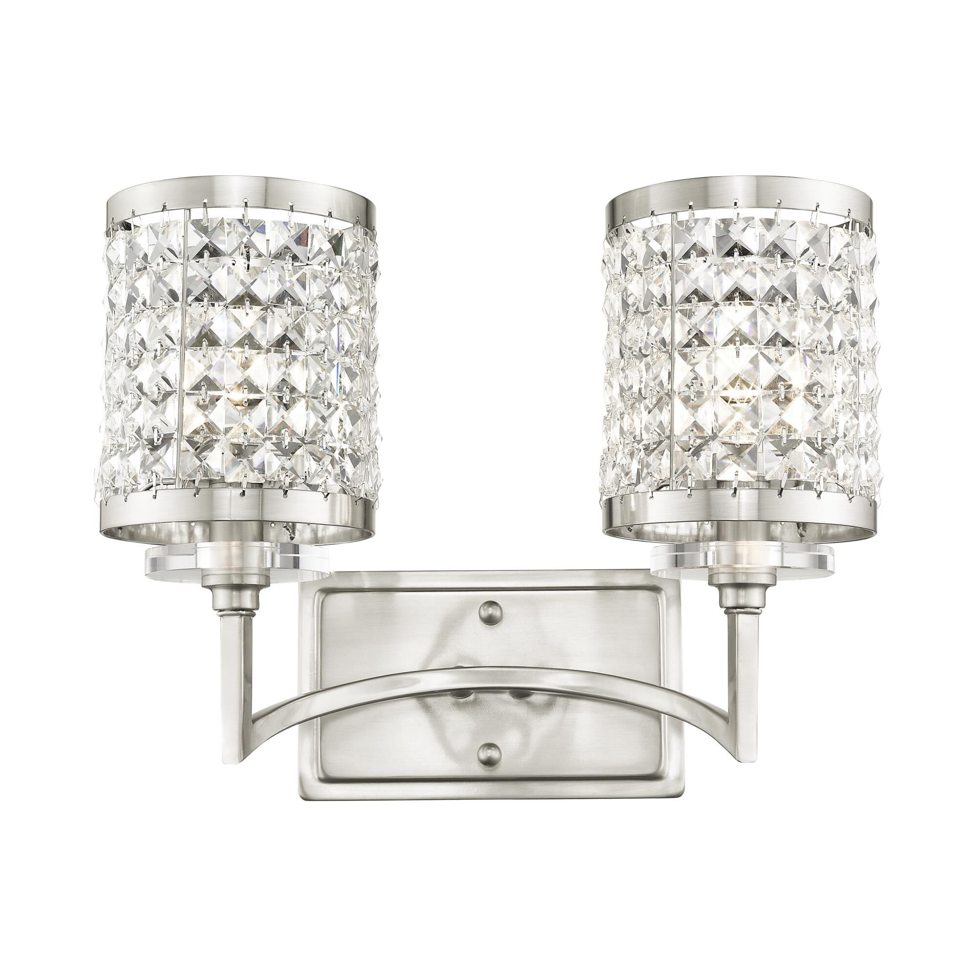 Shown in Brushed Nickel finish and Clear crystal