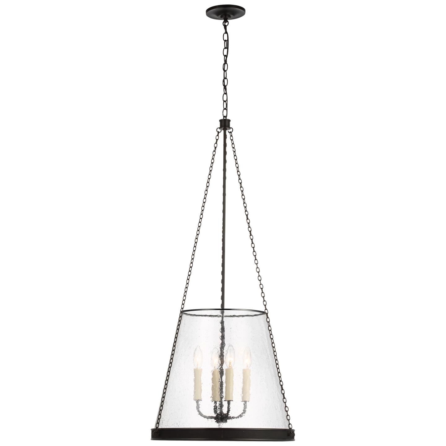 Shown in Bronze finish and Clear Glass shade