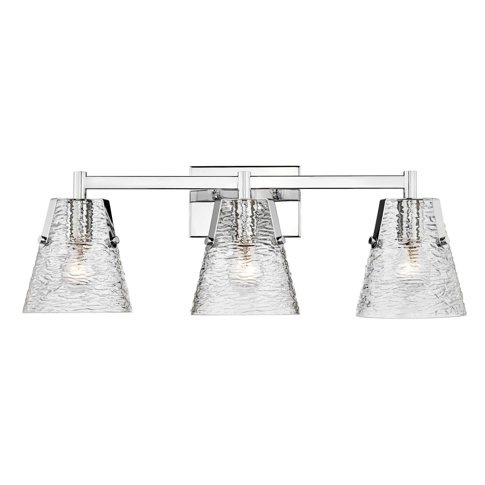 Shown in Brushed Nickel finish and Clear Ribbed glass
