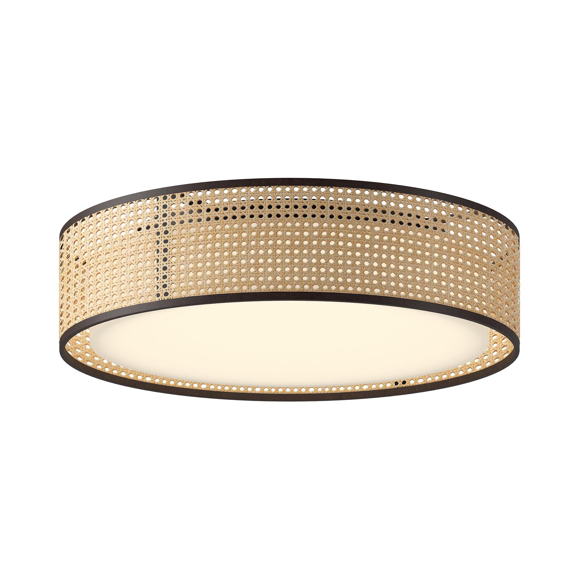 Shown in Rattan finish and White Acrylic Diffuser glass