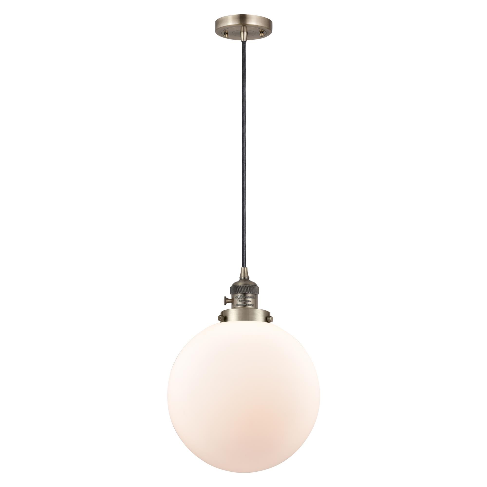 Shown in Antique Brass finish and Frosted glass
