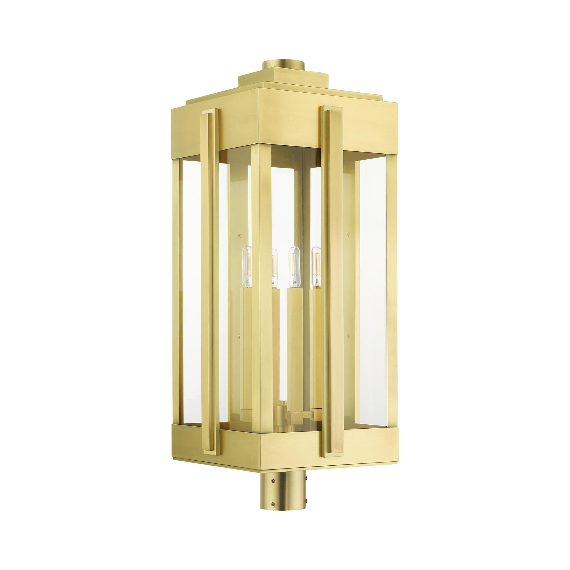 Shown in Natural Brass finish and Clear glass