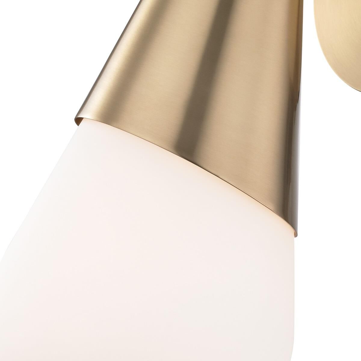 Shown in Aged Brass finish and Opal Etched glass