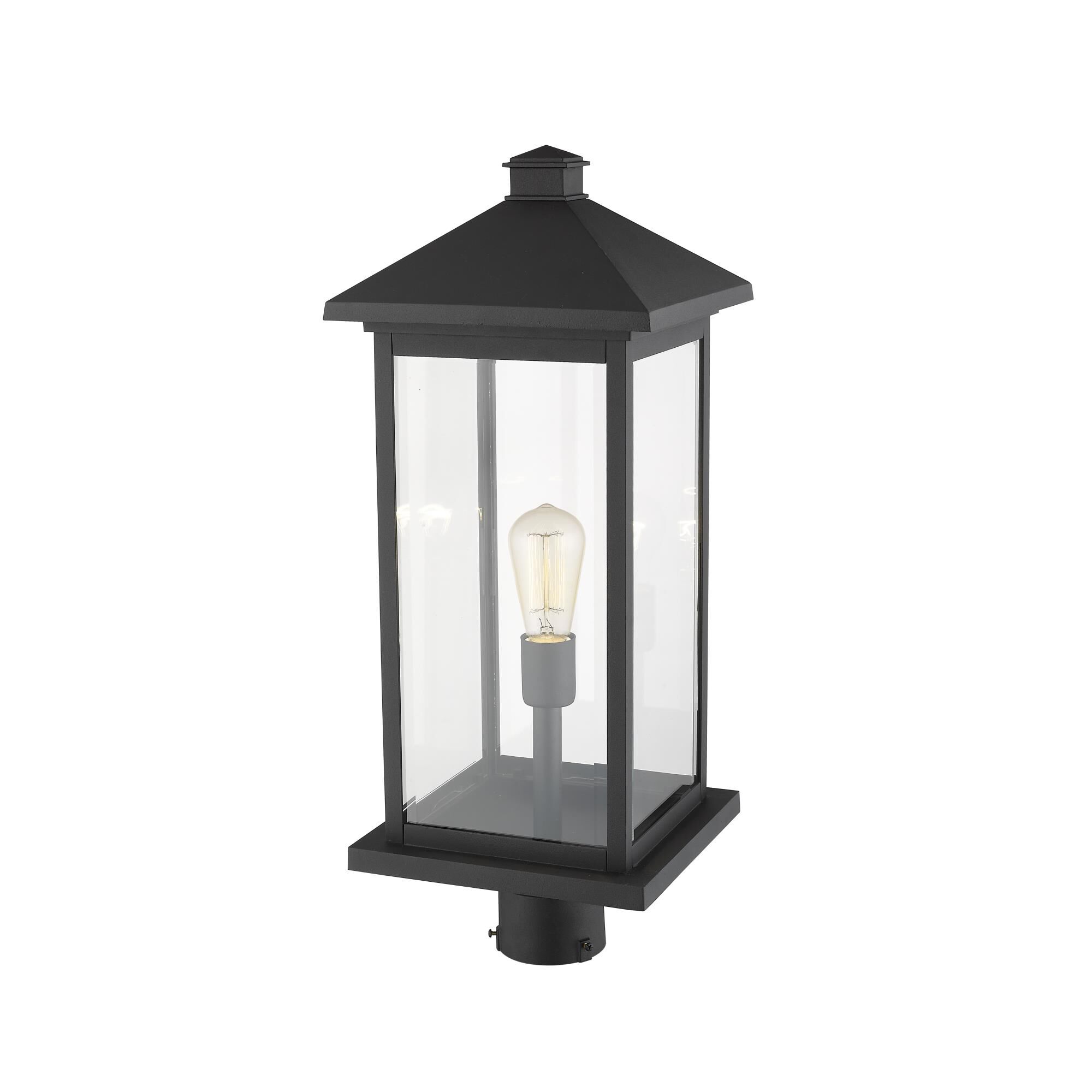 Shown in Black finish and Glass shade