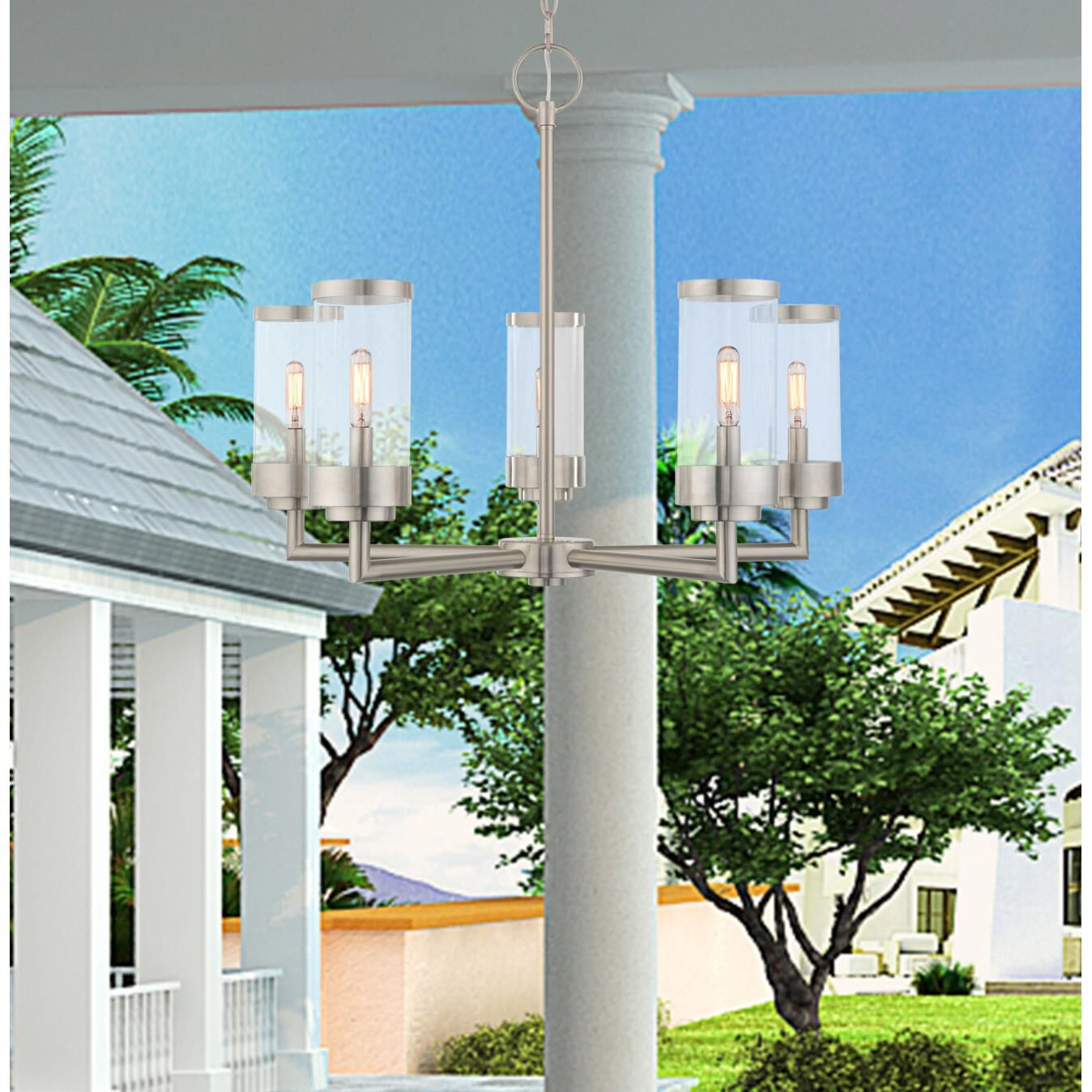 Hillcrest 21 Inch Tall 5 Light Outdoor Hanging Lantern by Livex Lighting