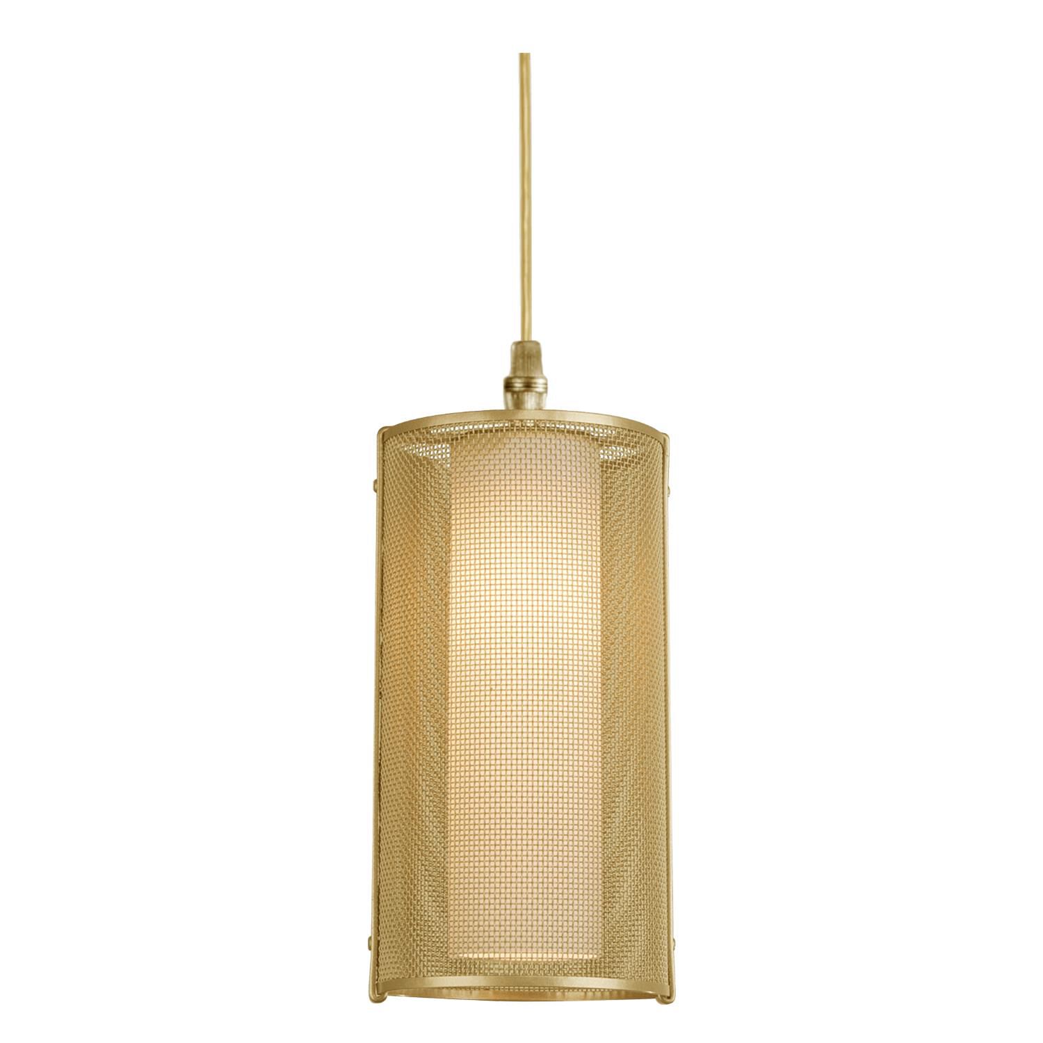 Shown in Gilded Brass finish and Frosted glass