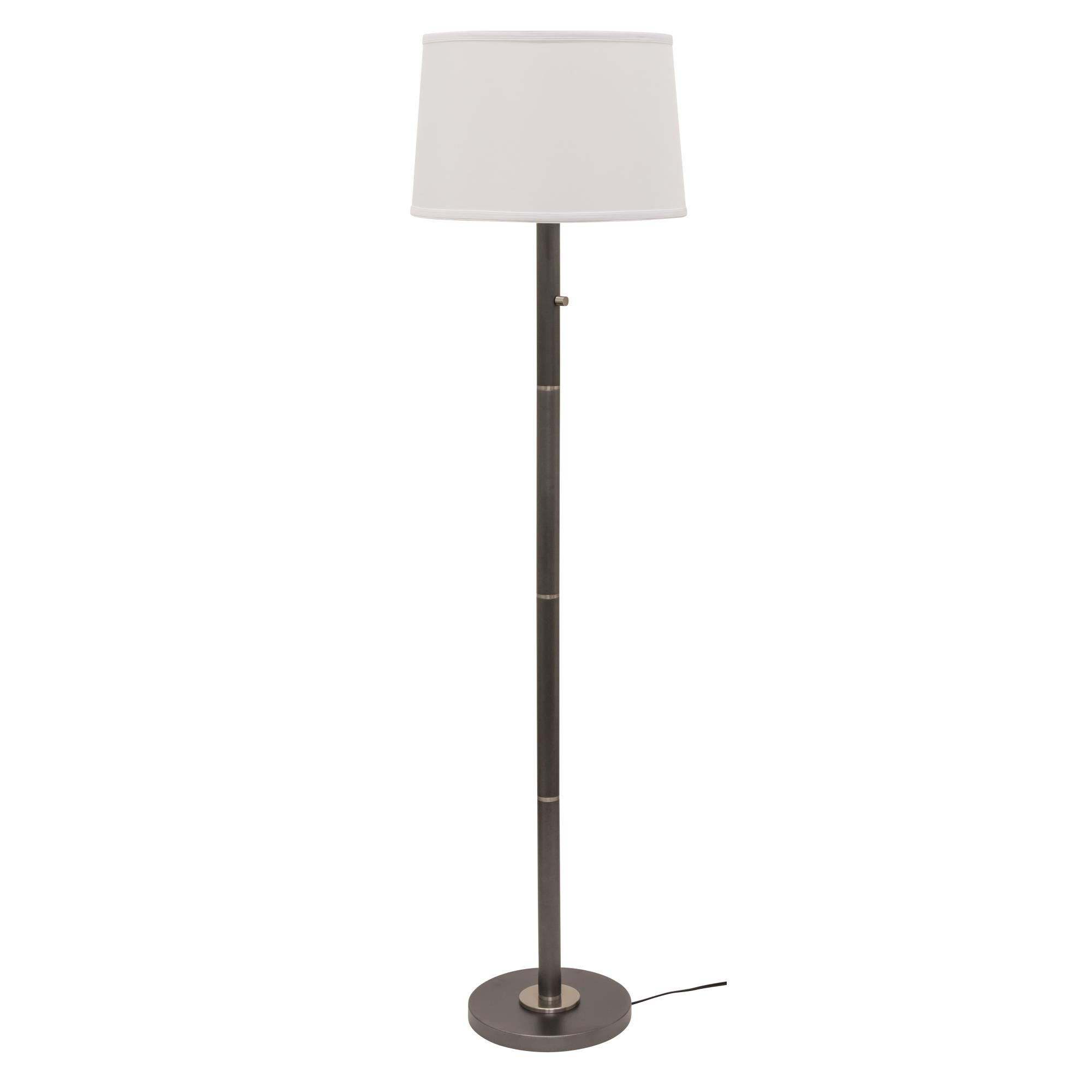 Shown in Granite With Satin Nickel Accents finish and White Linen Hardback shade and Satin Nickel accent