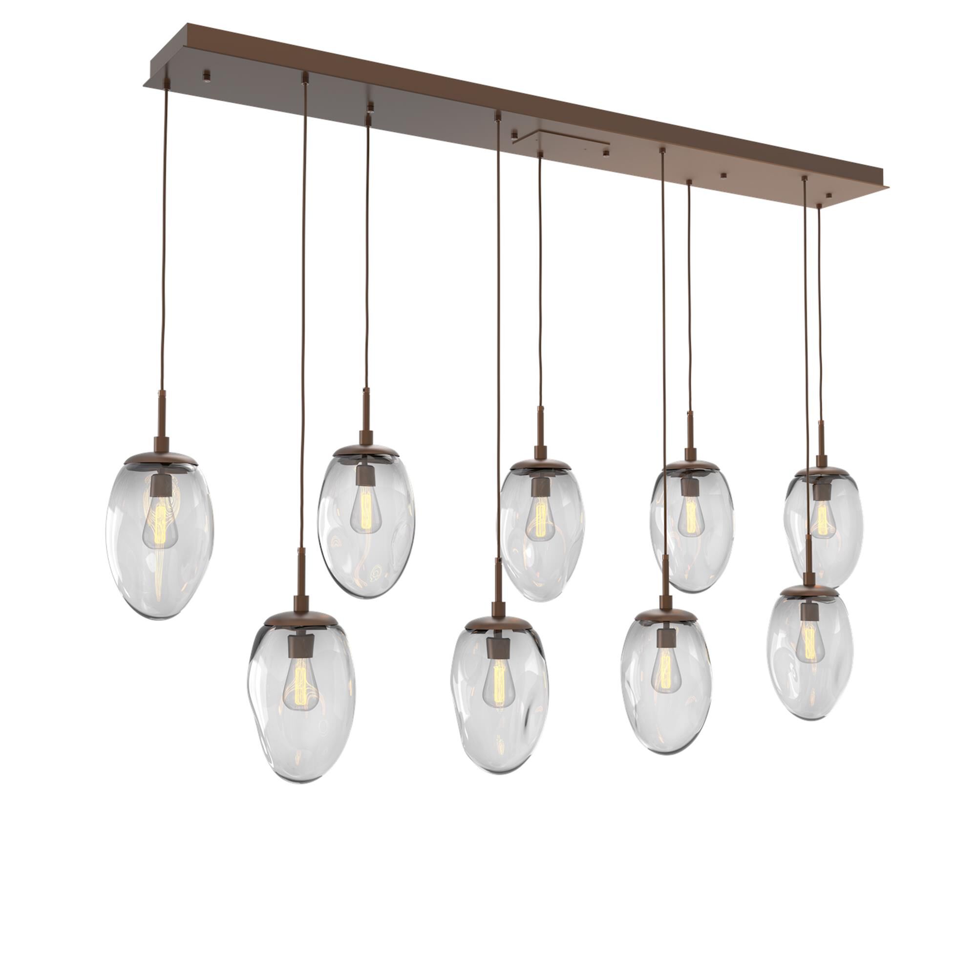 Shown in Burnished Bronze finish and Clear Blown glass