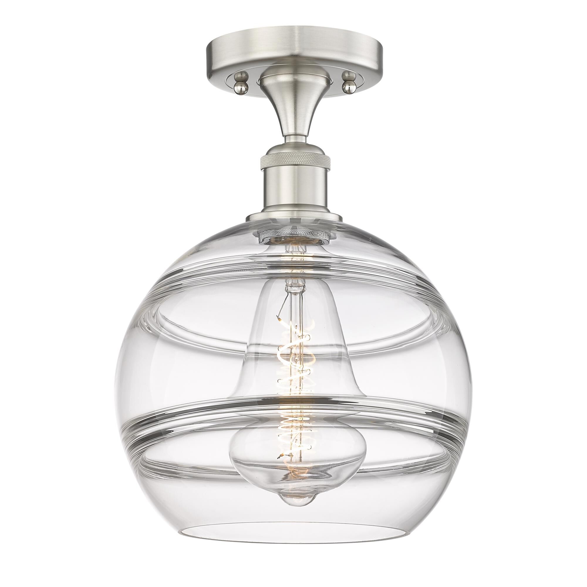 Shown in Brushed Satin Nickel finish and Clear glass