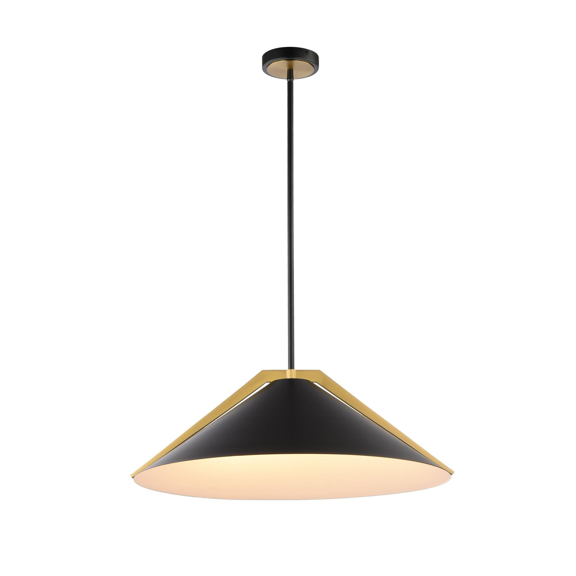 Shown in Black And Brushed Brass finish and Iron shade
