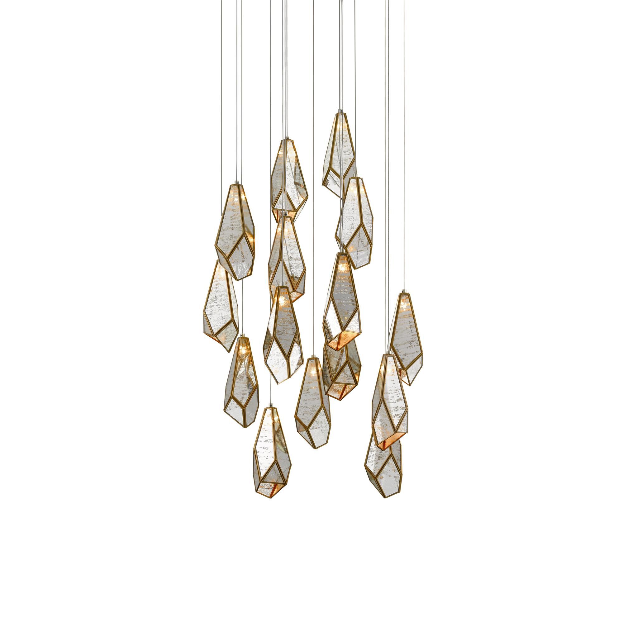 Shown in Painted Silver - Antique Brass finish and Brass - Raj Mirror shade