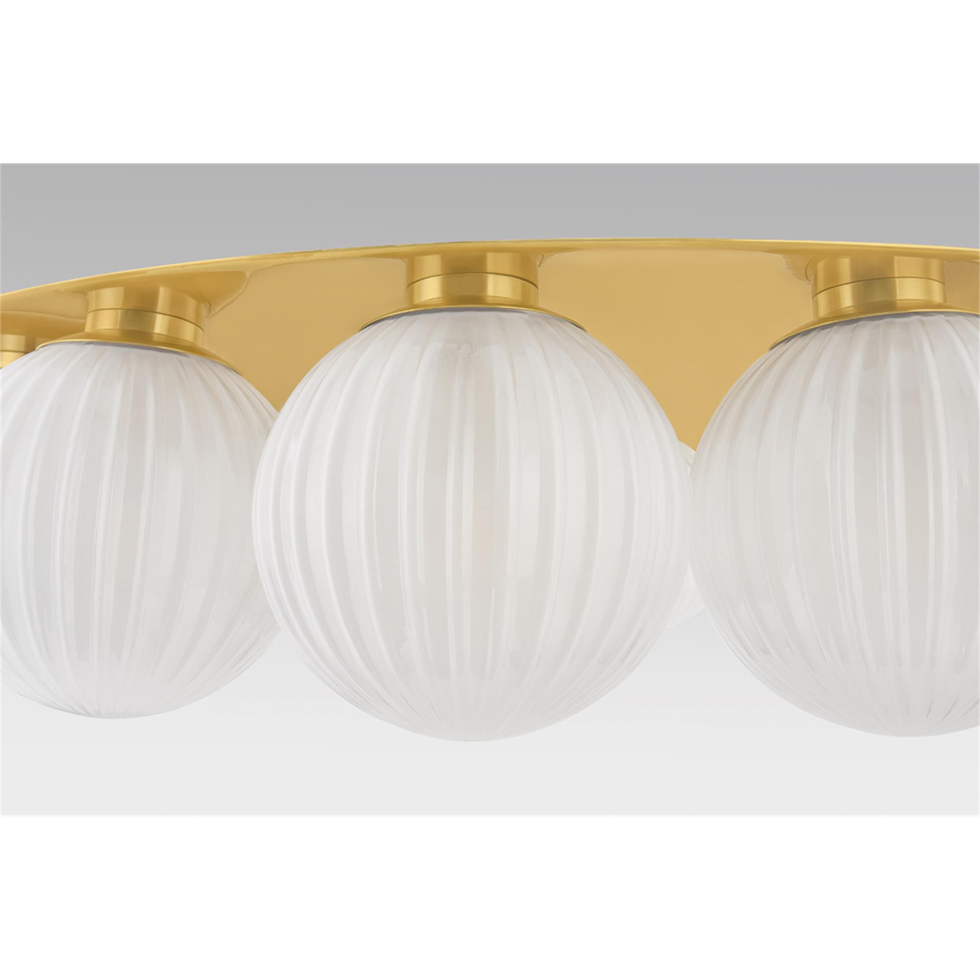 Shown in Vintage Polished Brass finish and Clear Etched glass