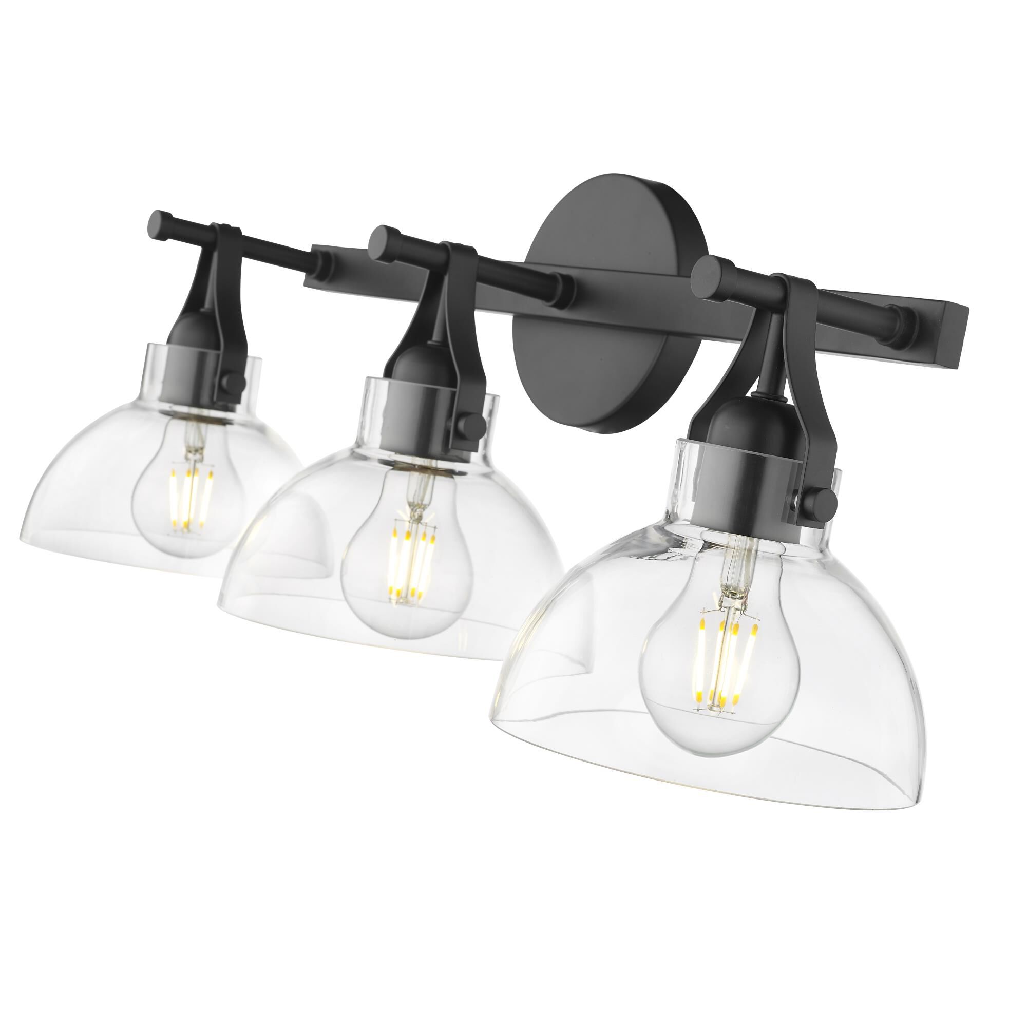 Shown in Matte Black finish and Clear glass