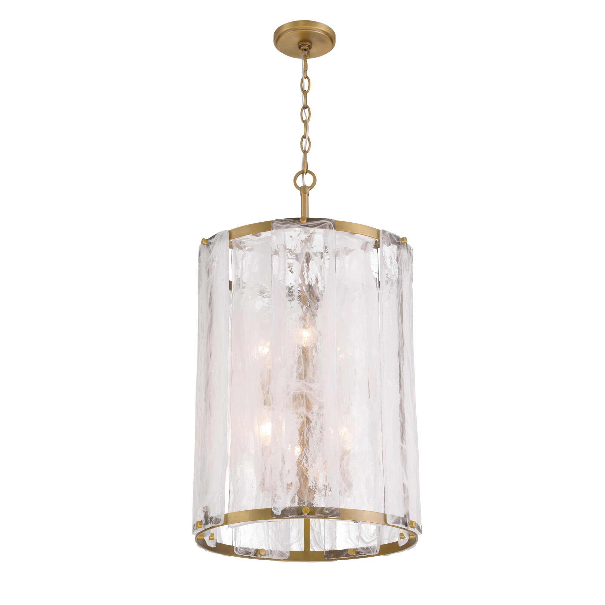 Shown in Legacy Brass finish and White Swirl glass and Glass shade