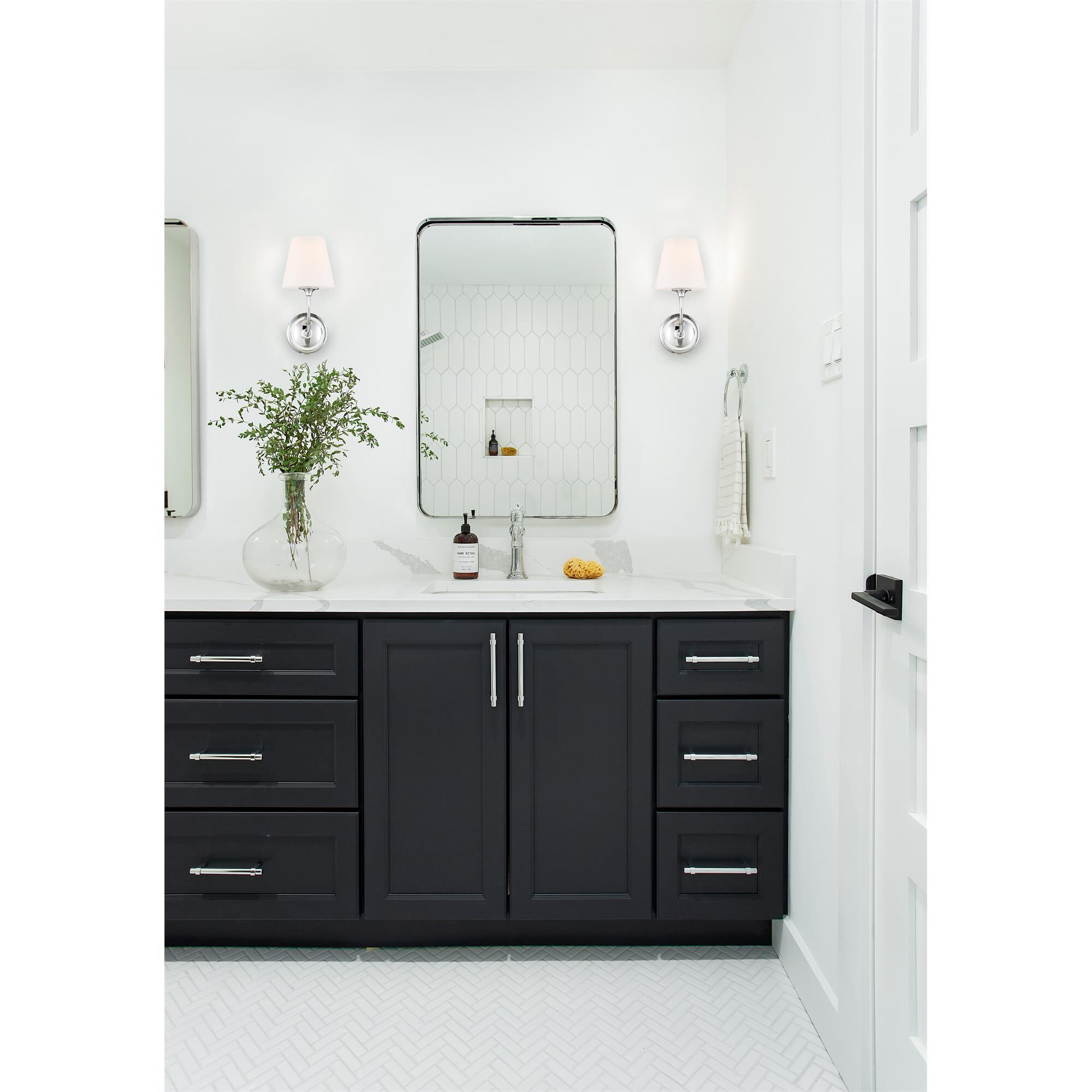 Shown in Polished Chrome finish and Glass glass and White shade