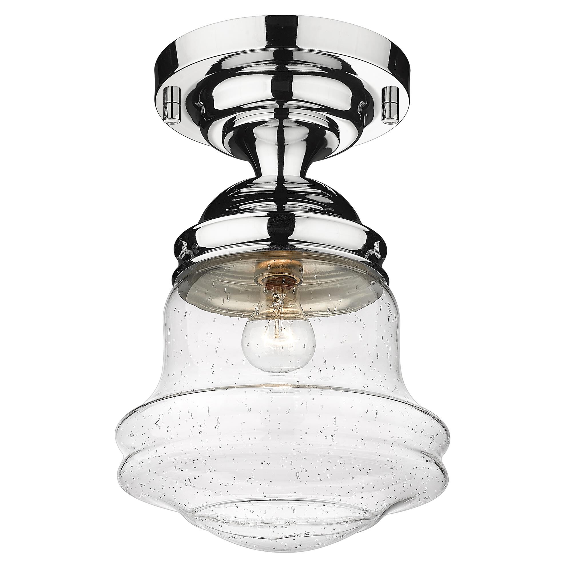 Shown in Chrome finish and Clear Seedy glass