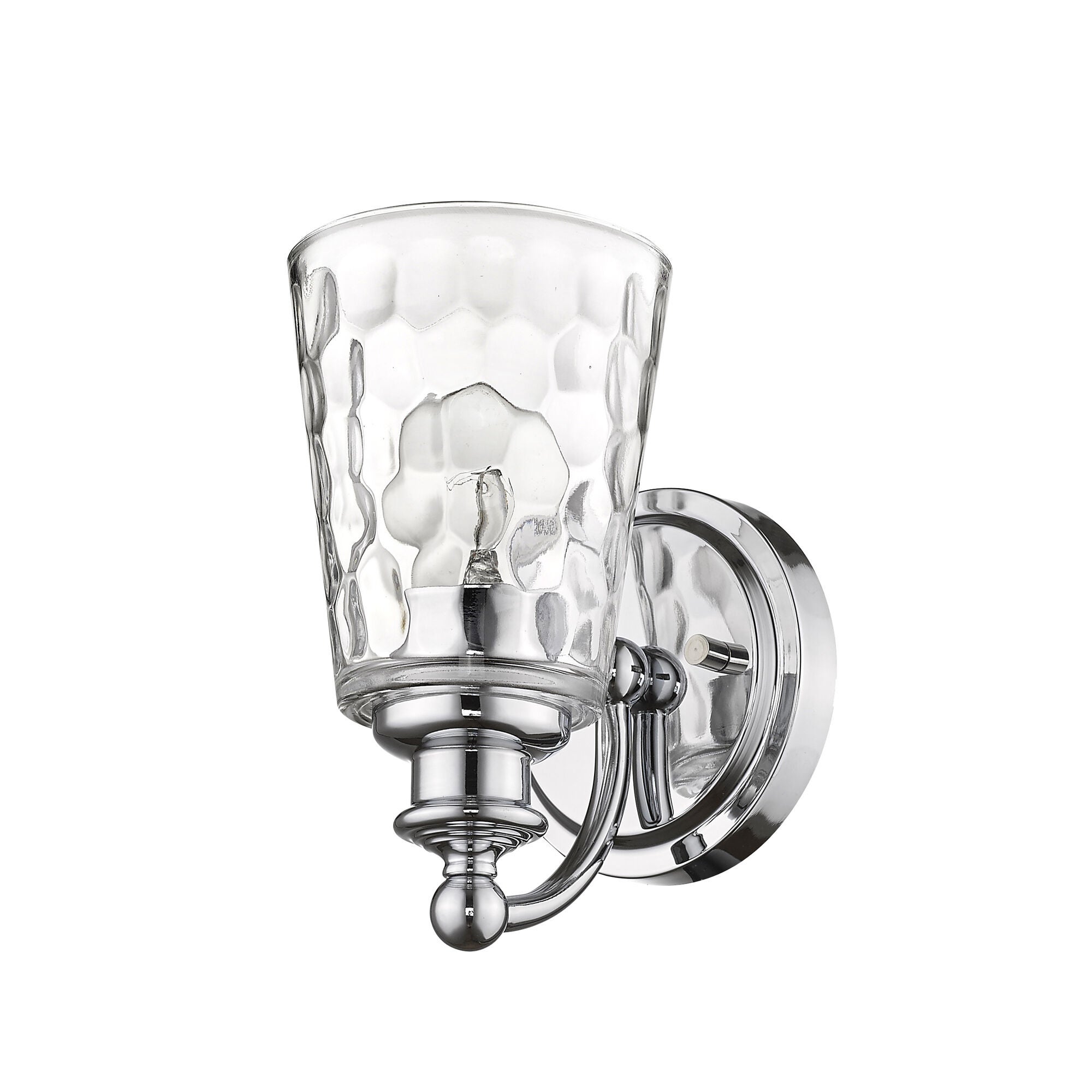 Shown in Chrome finish and Clear glass and Clear, Optic Cone Shaped Glass shade