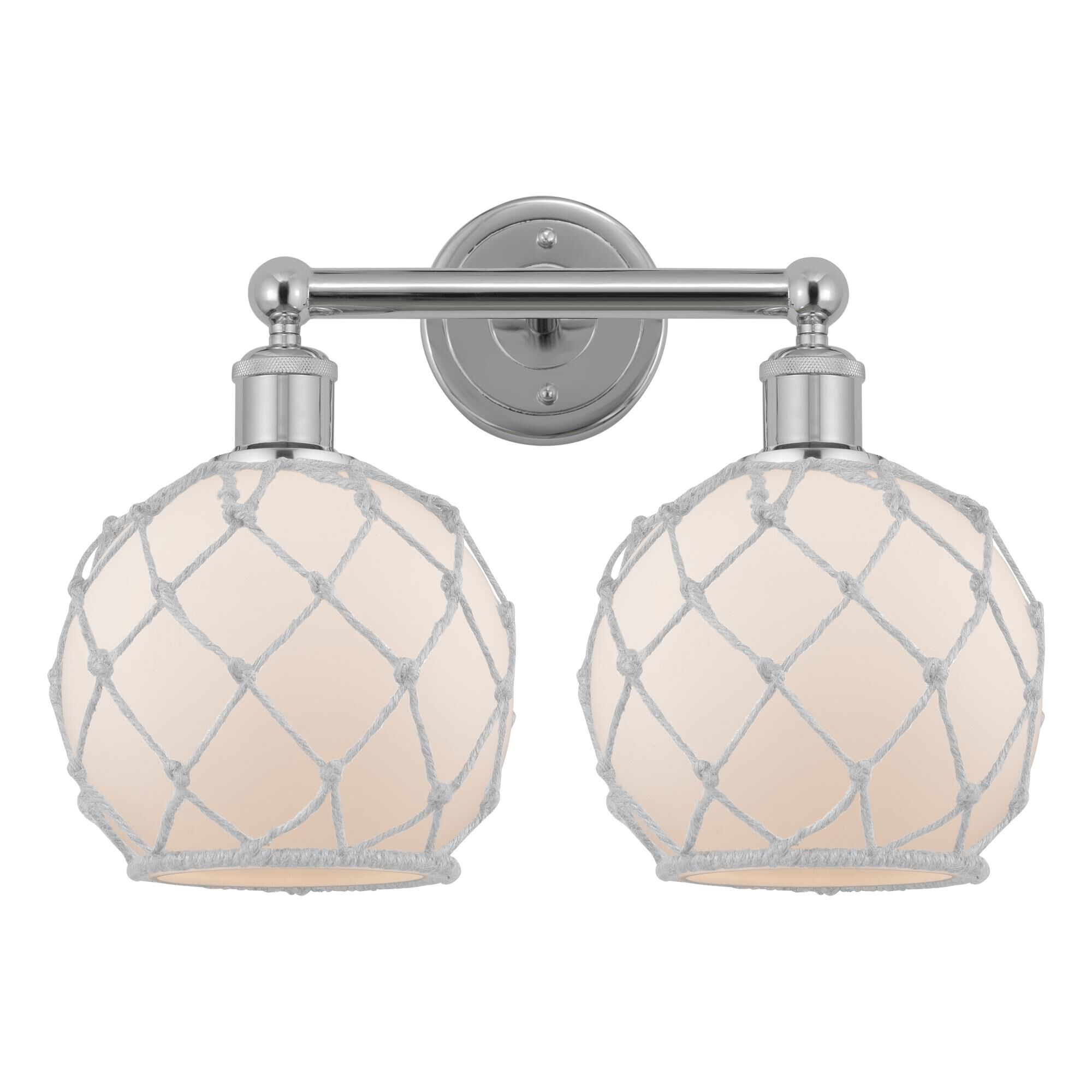 Shown in Polished Chrome finish and White with White Rope glass
