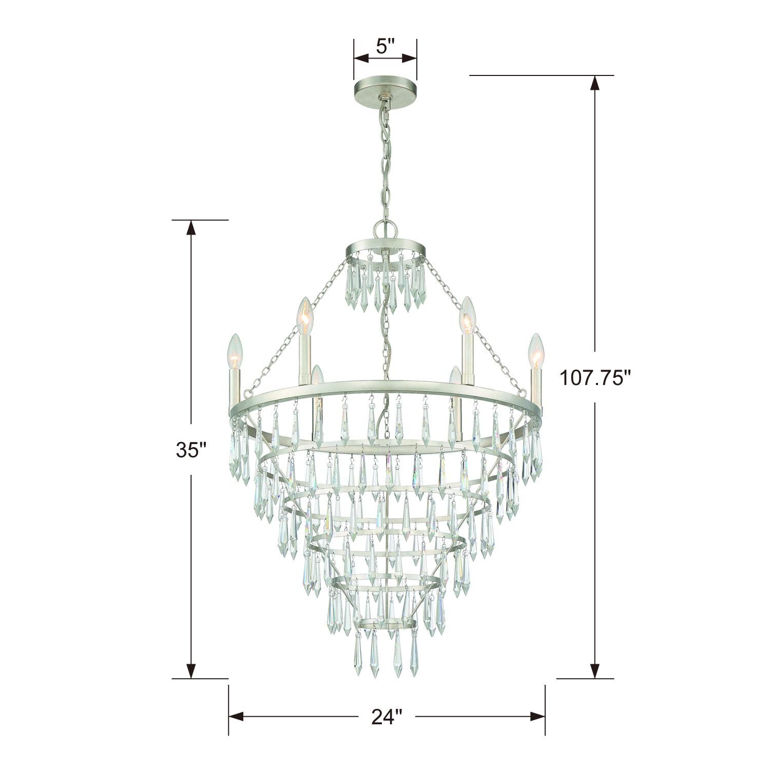 Lucille 24 Inch 6 Light Chandelier by Crystorama