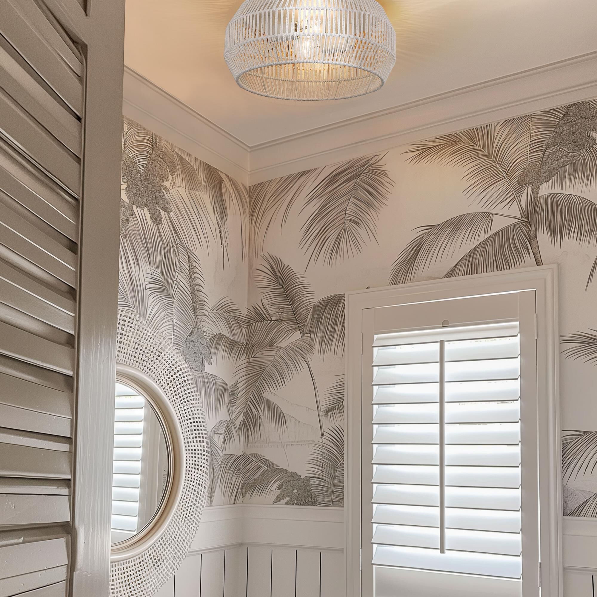 Shown in Matte White finish and Bleached White Raphia Rope shade