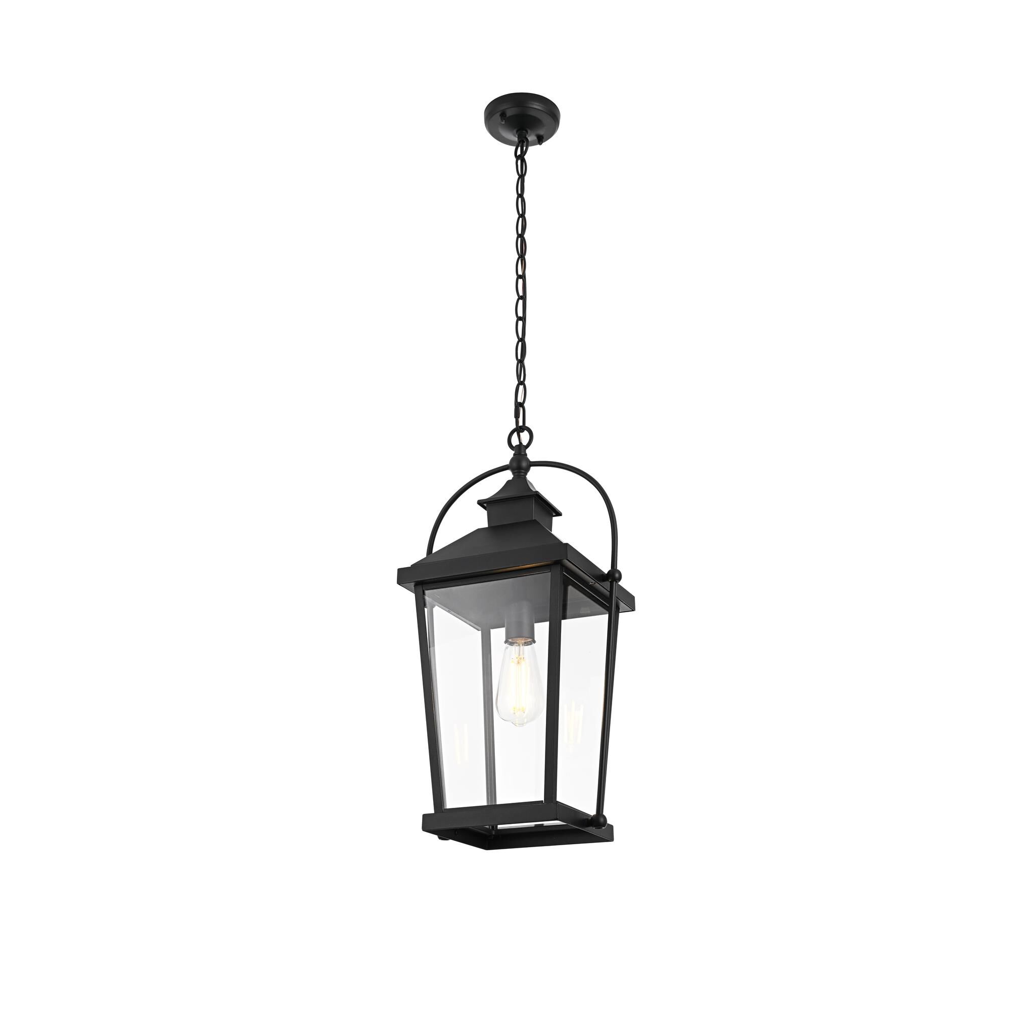 Shown in Black finish and Clear glass