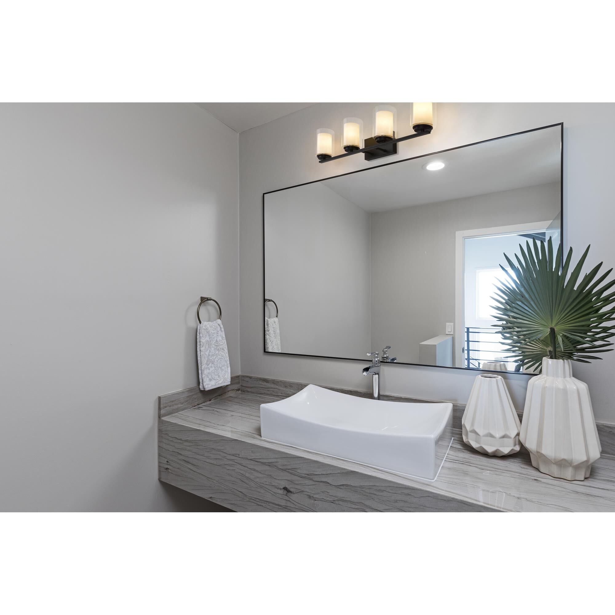 Shown in Matte Black finish and Glass shade