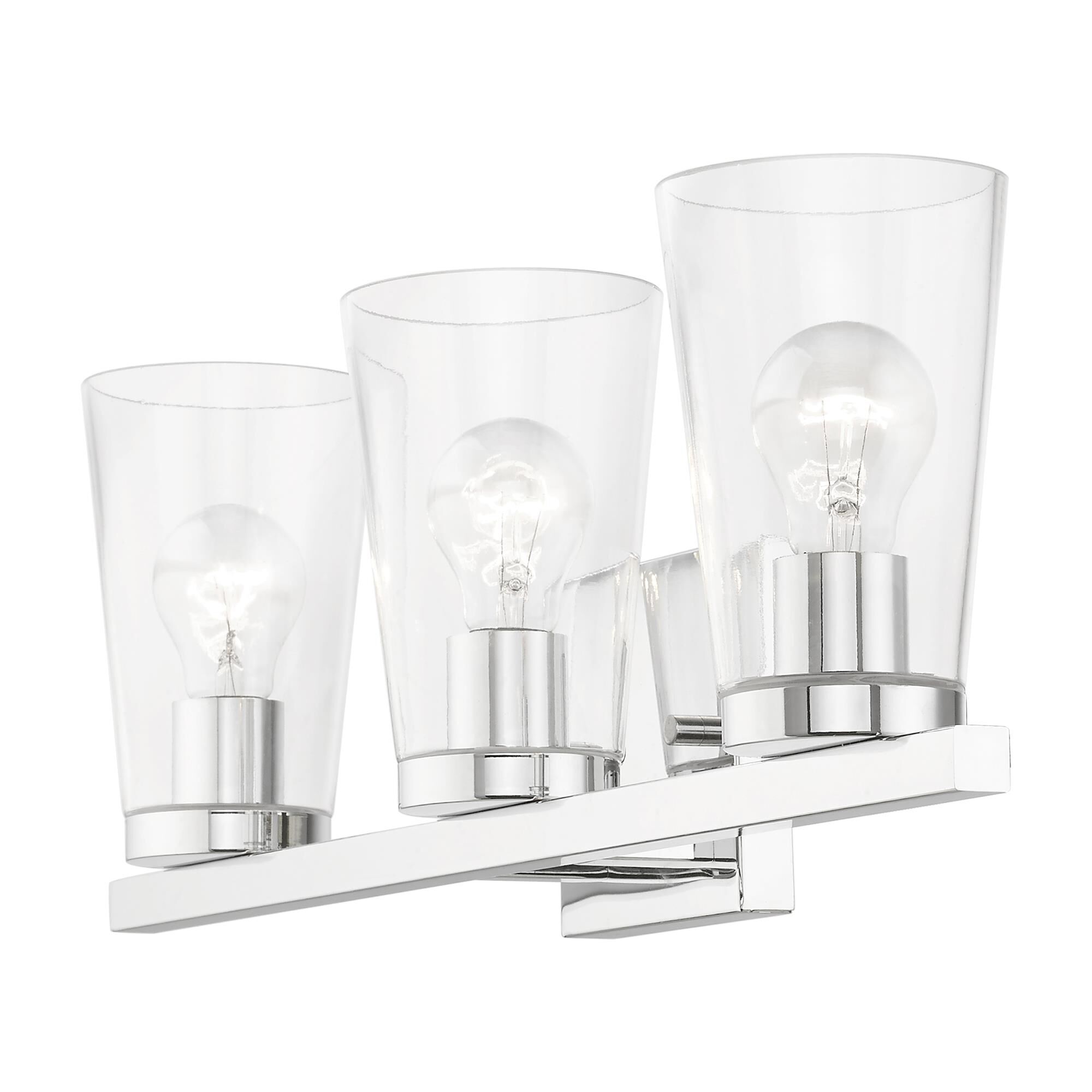 Shown in Polished Chrome finish and Clear glass