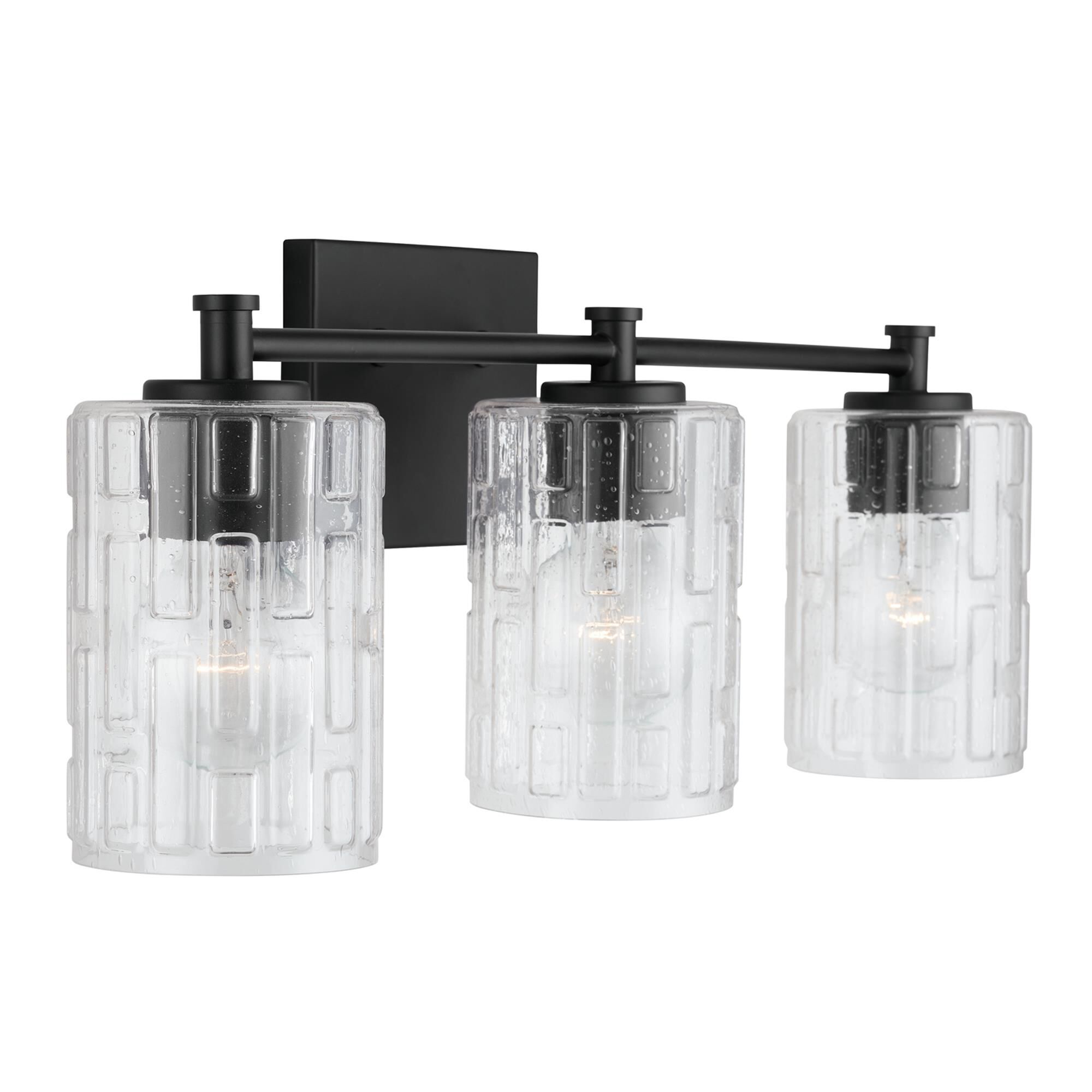 Shown in Matte Black finish and Clear Embossed glass