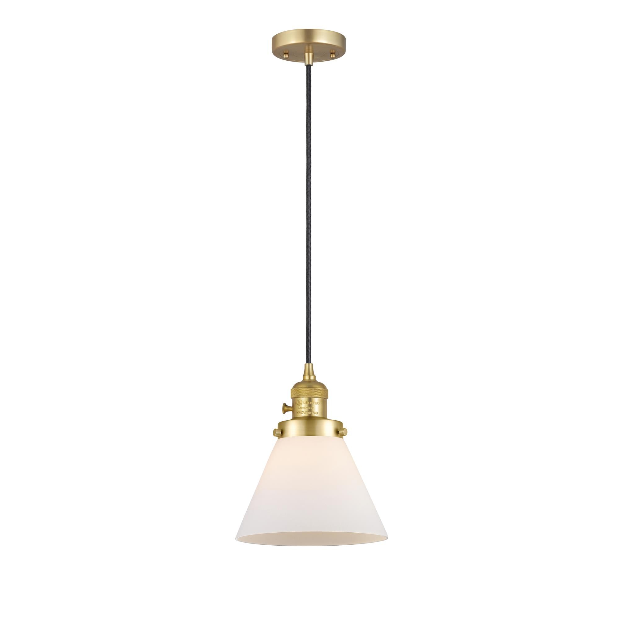 Shown in Satin Gold finish and Matte White glass
