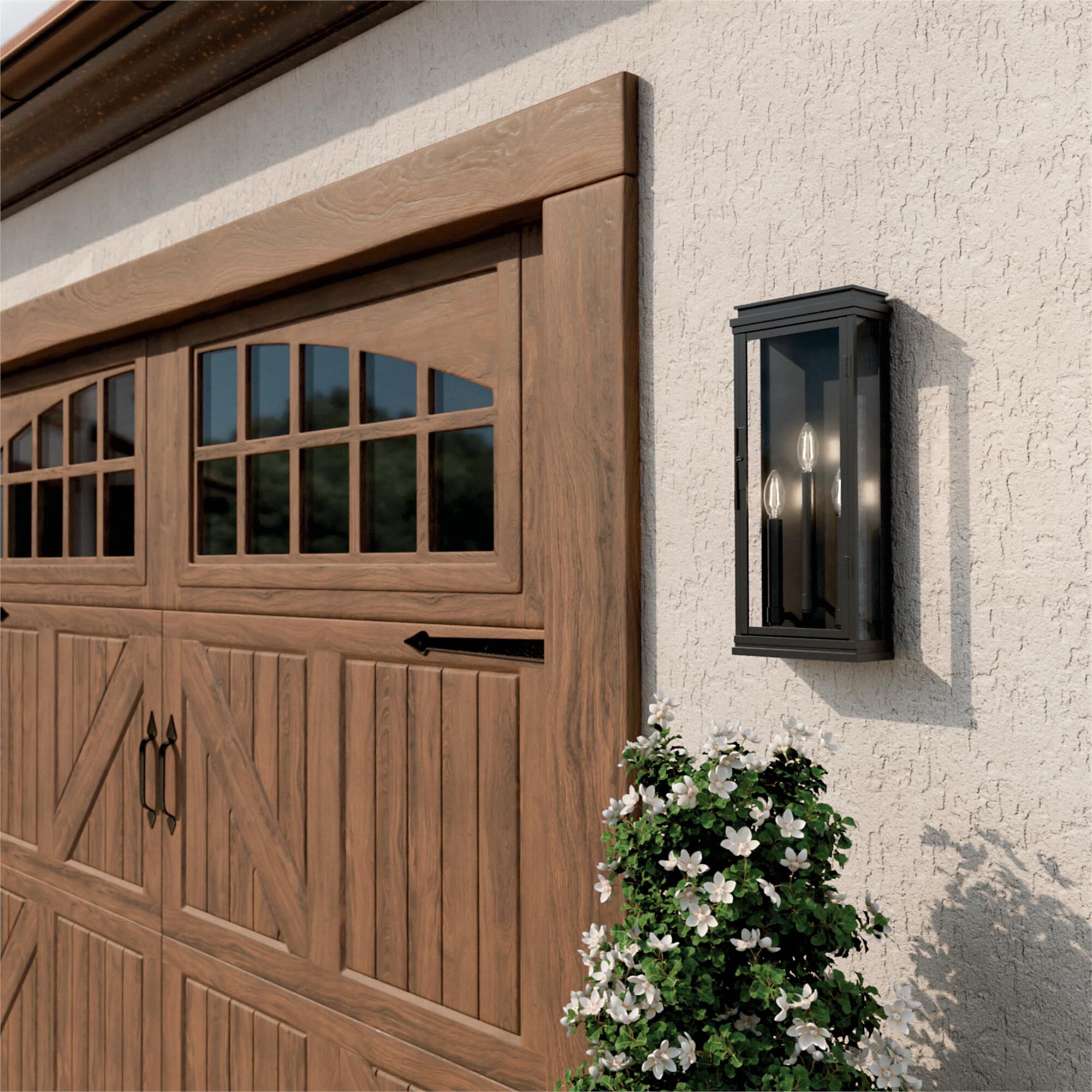 Shown in Black finish and Clear glass