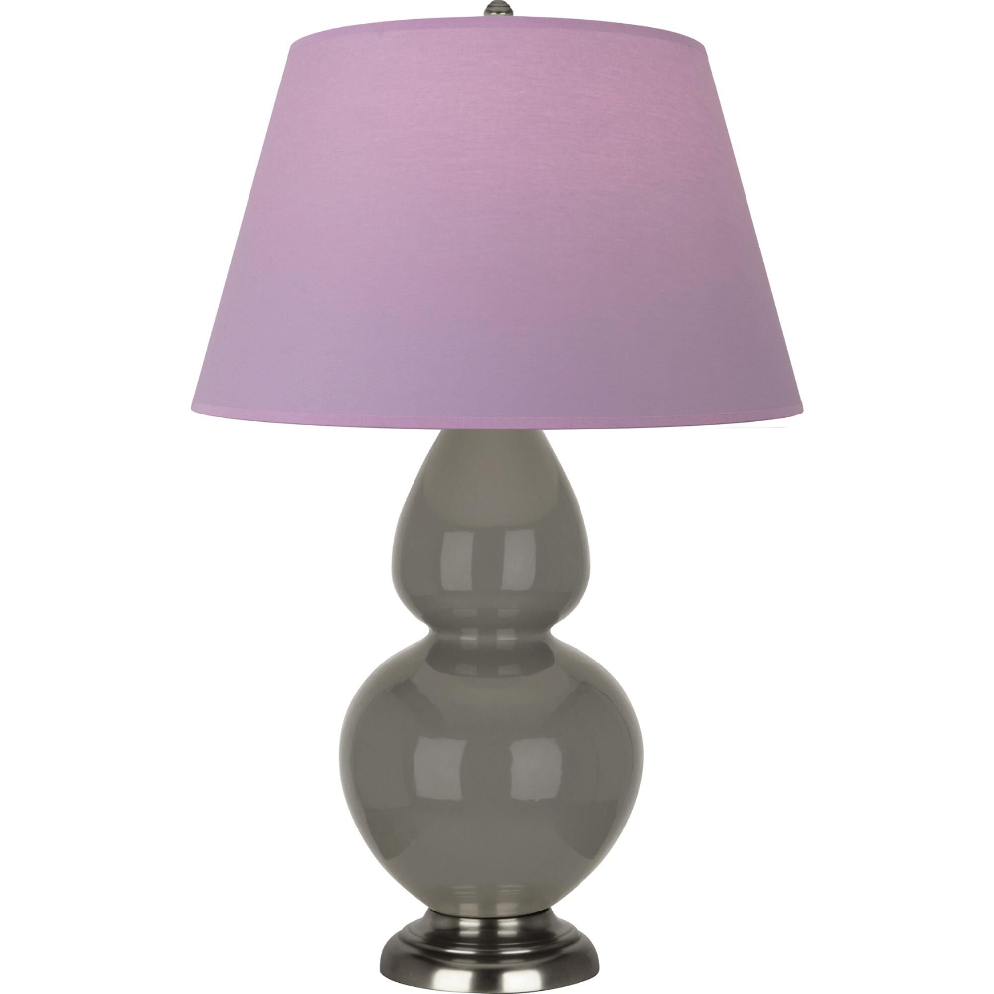 Shown in Ash finish and Lavender and Plum shade and Antique Silver accent